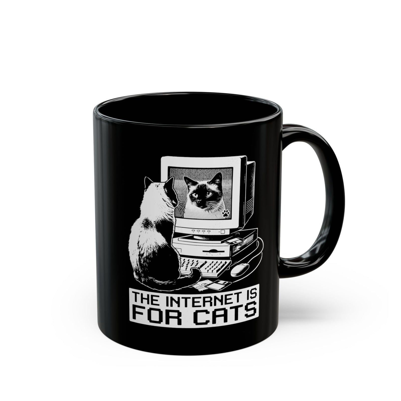 The Internet Is For Cats Black Mug