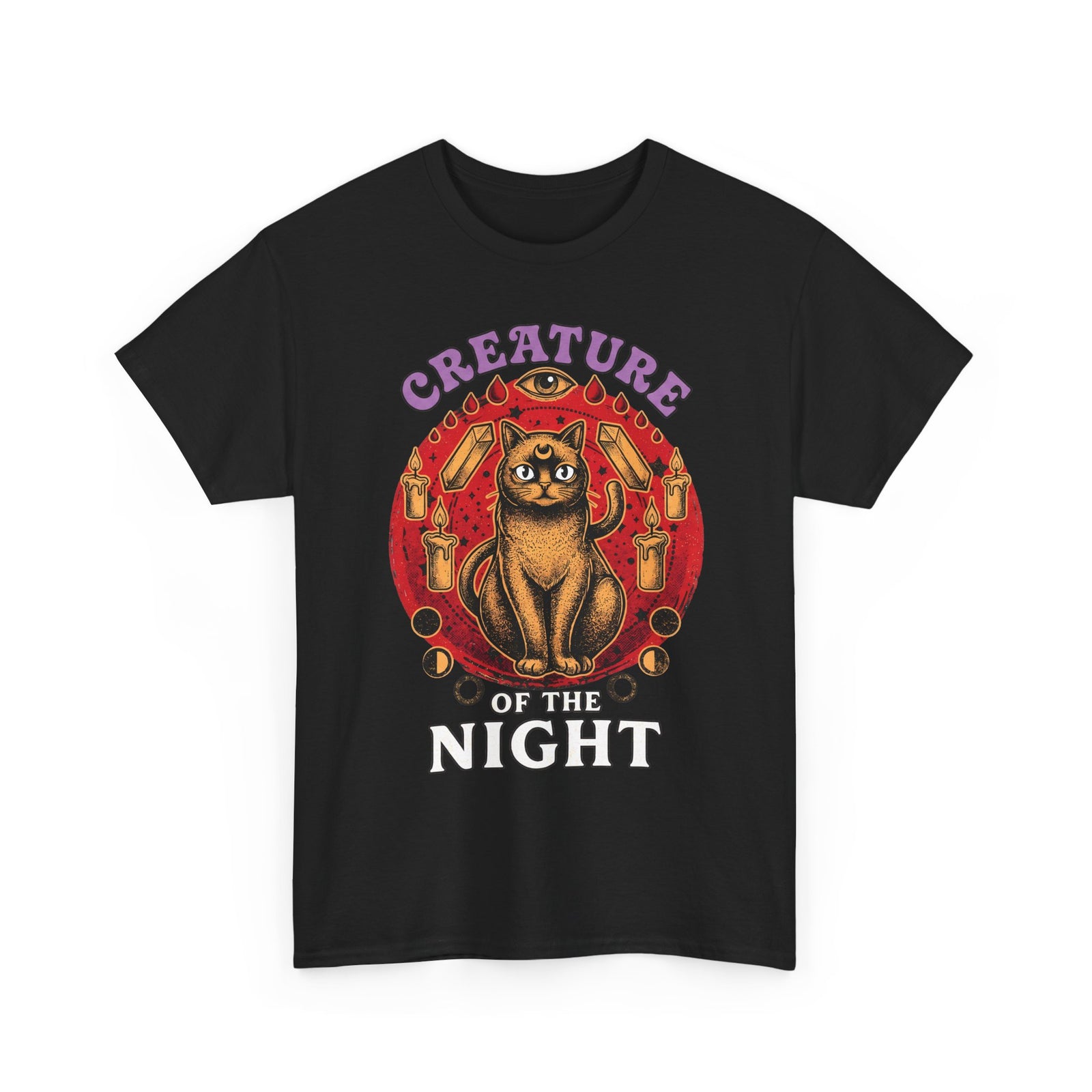 Creature Of The Night Cat T-Shirt — Mystical Occult Black Cat Graphic Tee