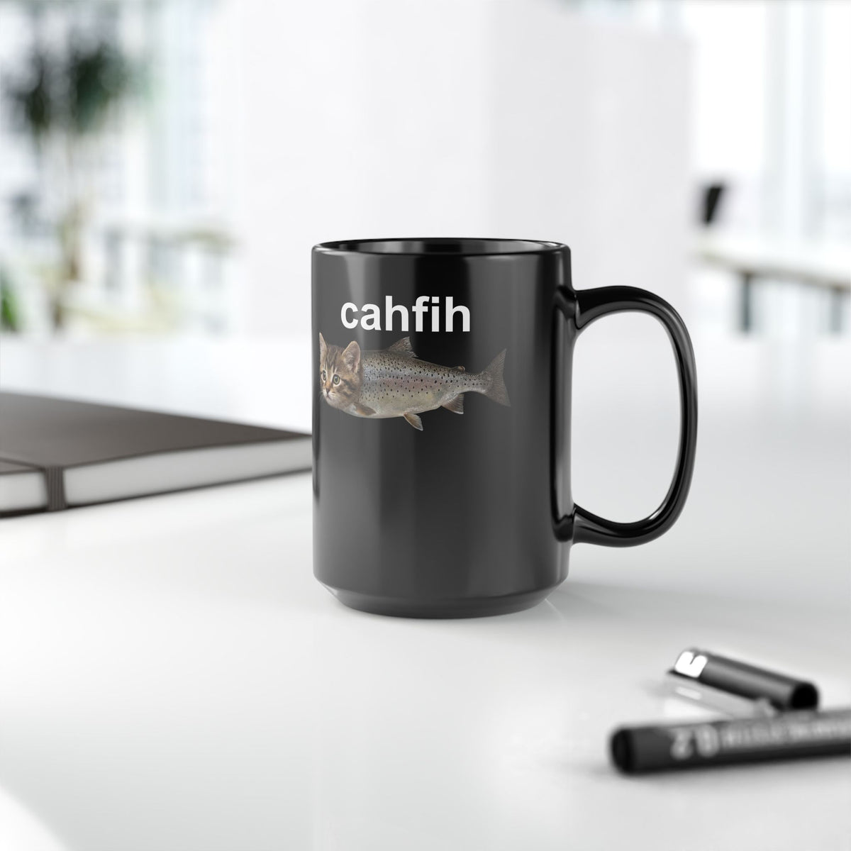 Cahfih Catfish Black Mug — Funny Catfish Design