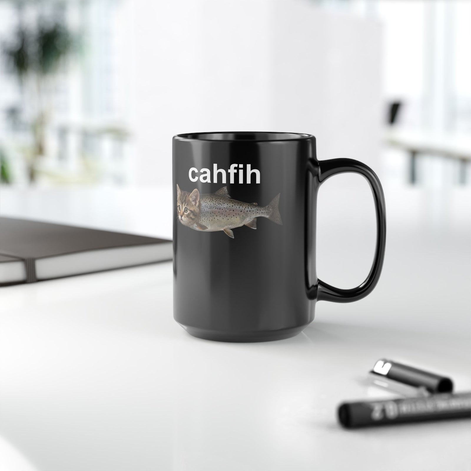 Cahfih Catfish Black Mug — Funny Catfish Design
