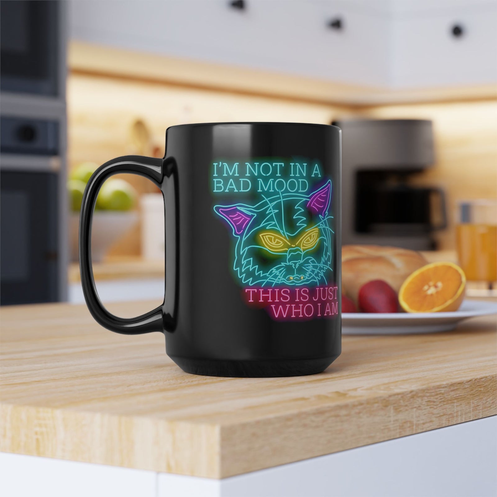Bad Cat 'I'm Not In A Bad Mood' Black Mug