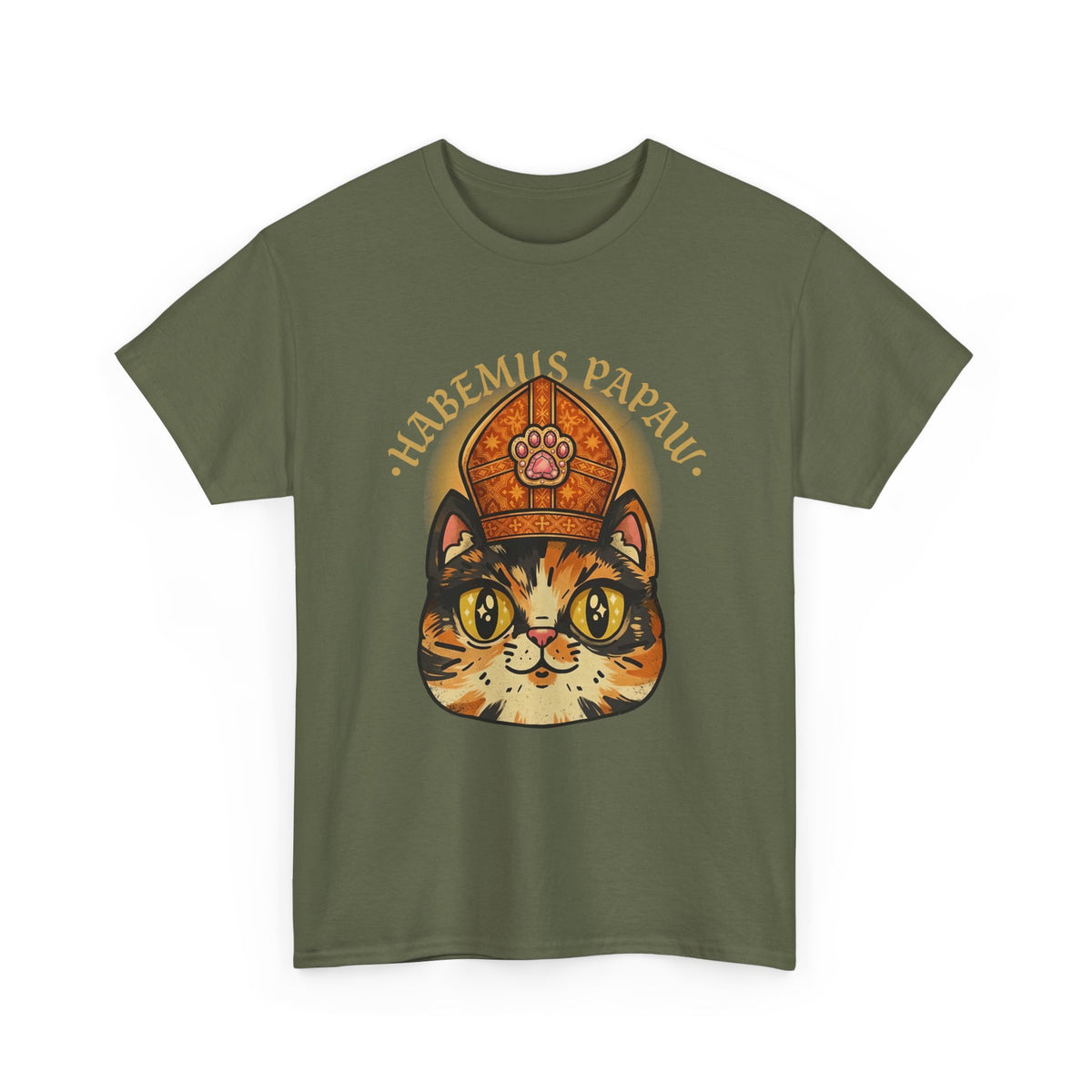 Funny 'Habemus Papaw' Catholic Kitten T-Shirt — Pope Cat Graphic Tee