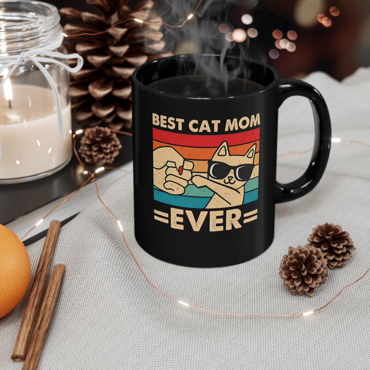 Best Cat Mom Ever Black Mug — Cute Cat Mom Gift