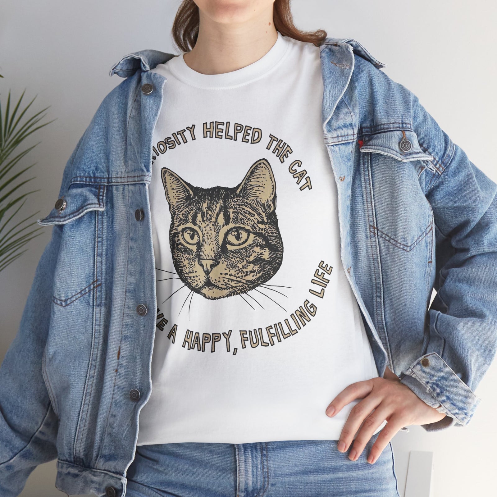 Curiosity Helped The Cat T-Shirt — Funny Cat Lover Tee