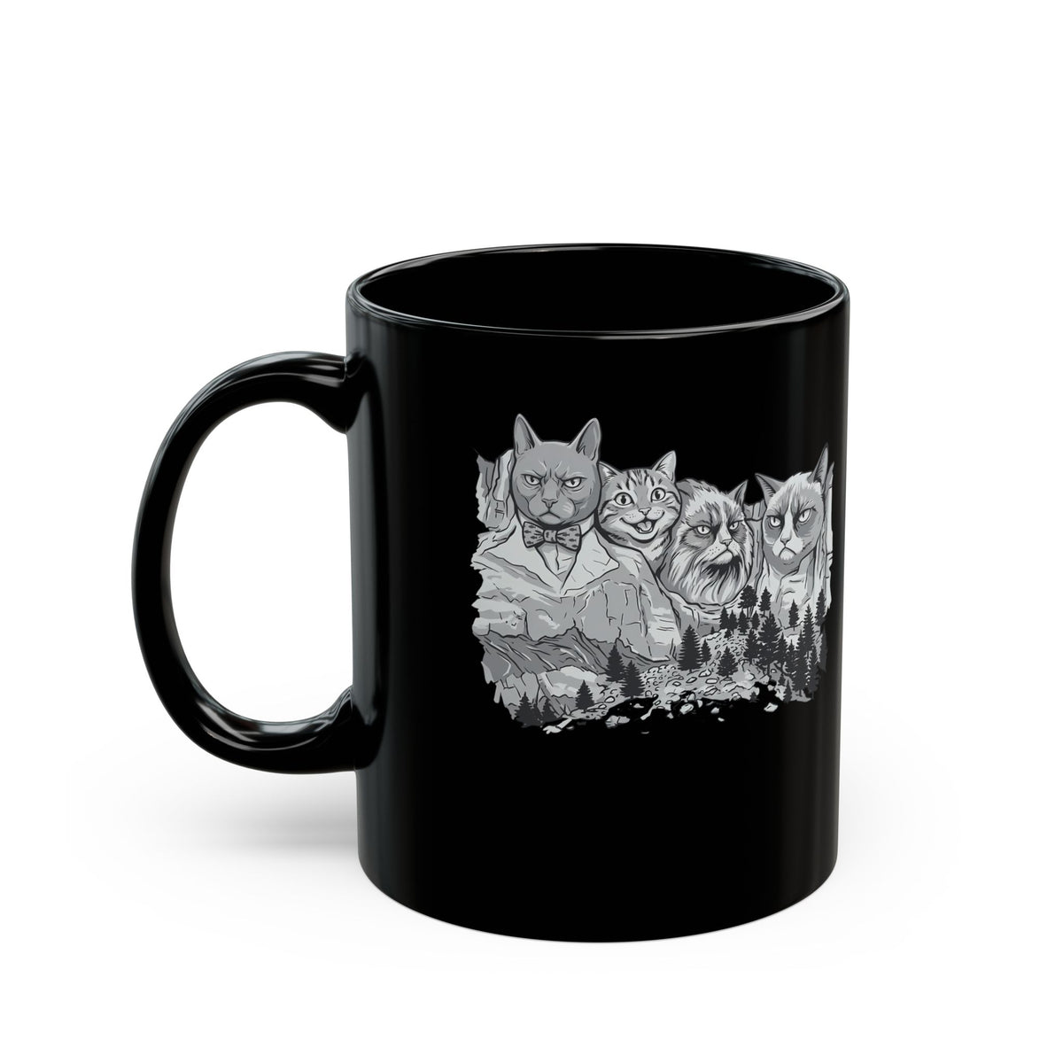 Rushmeow Graphic Mug — Cat Lover Black Mug