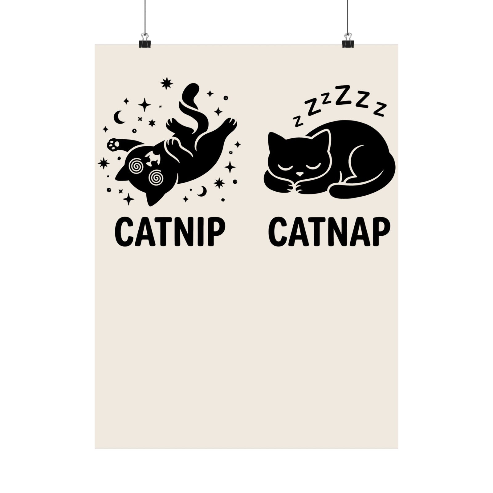 Catnip Catnap Cat Poster — Cute Cat Nap Graphic Poster