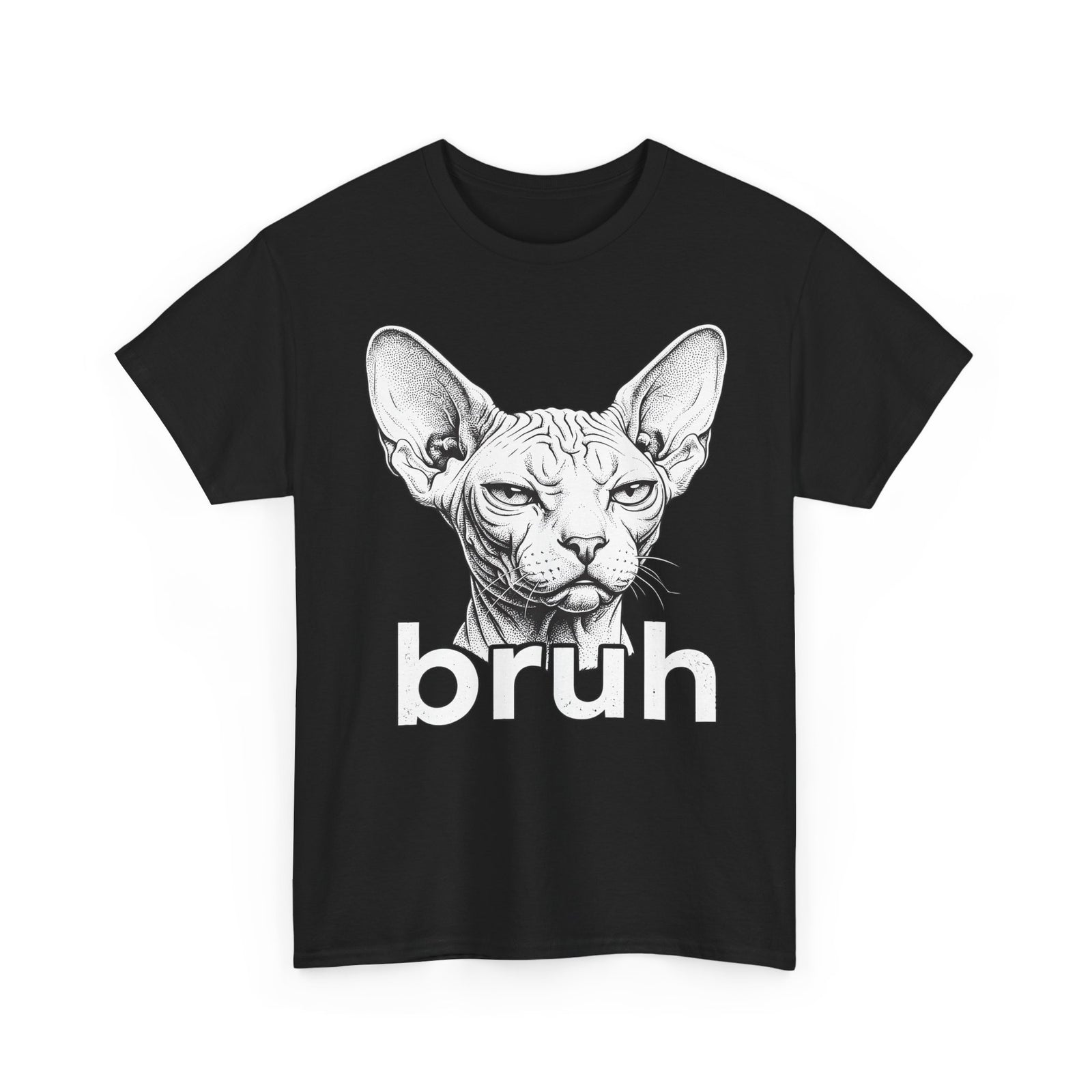Bruh Sphynx Cat T-Shirt — Funny Unimpressed Hairless Cat Meme Tee