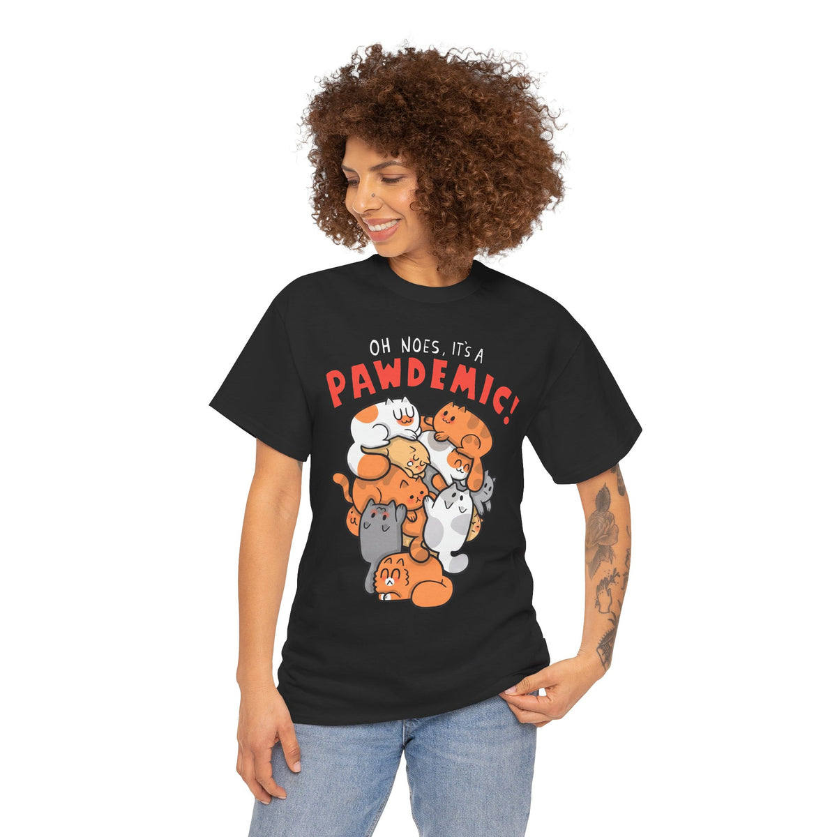 Pawdemic Cat T-Shirt – Cute Cat Pile Graphic Tee