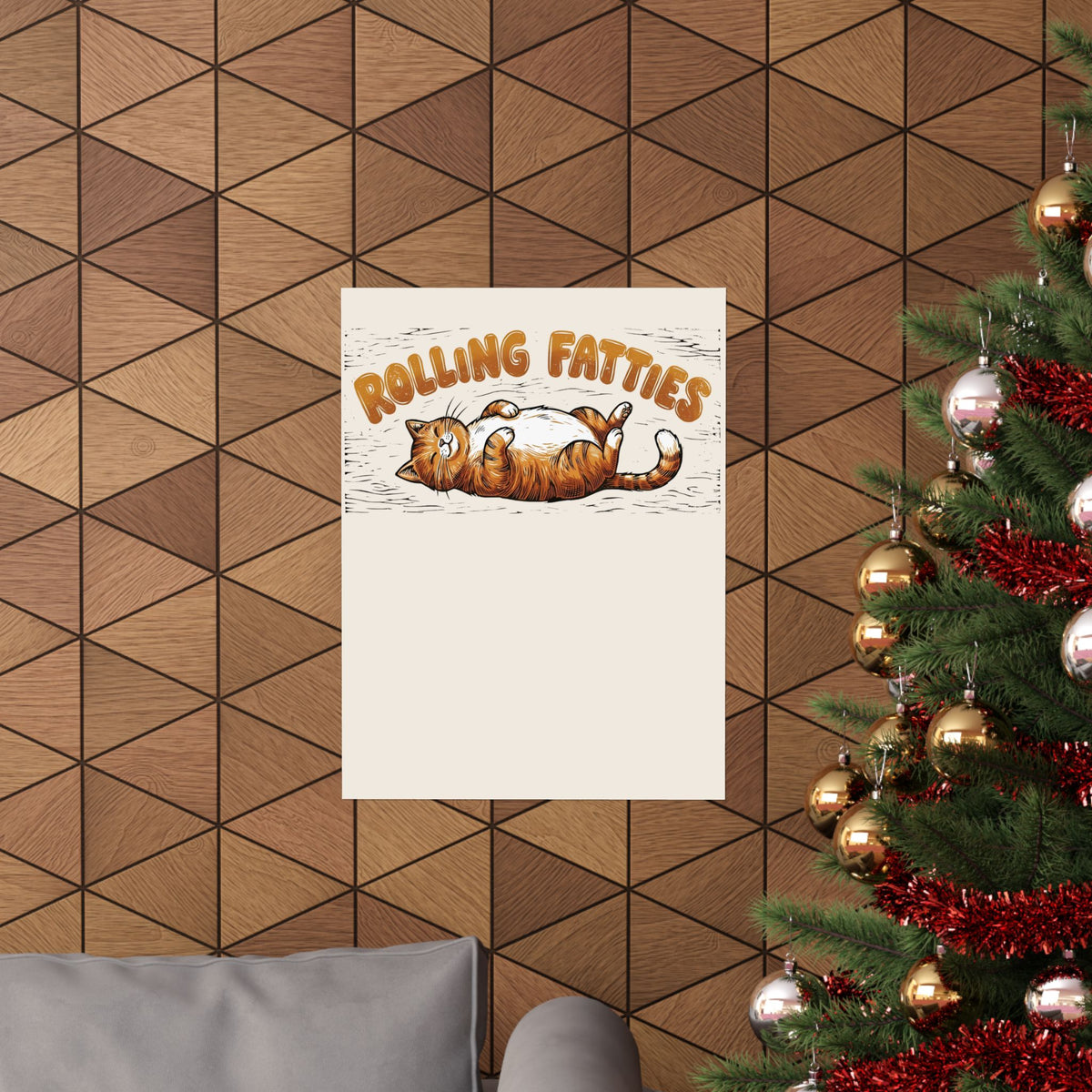 Rolling Fatties Cat Poster — Cute Cartoon Cat Graphic Poster