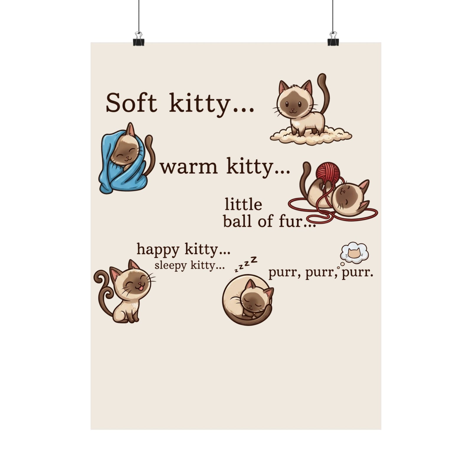 Soft Kitty Warm Kitty Poster — Cute Cat Lyrics Poster