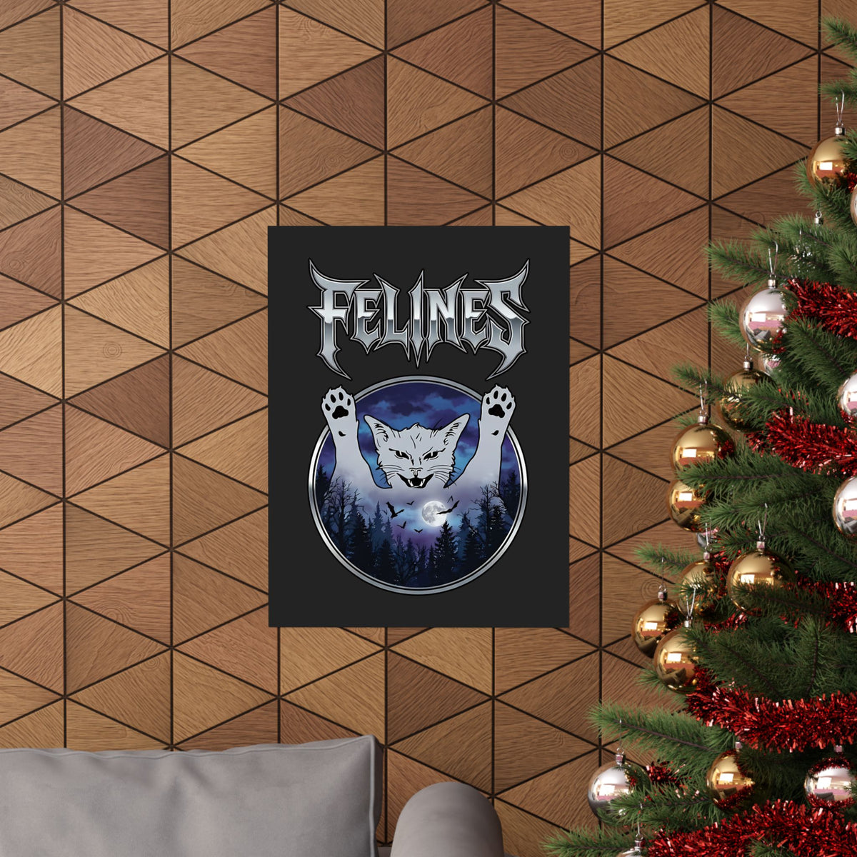 Felines Ghost Poster — Spooky Cat Graphic Poster