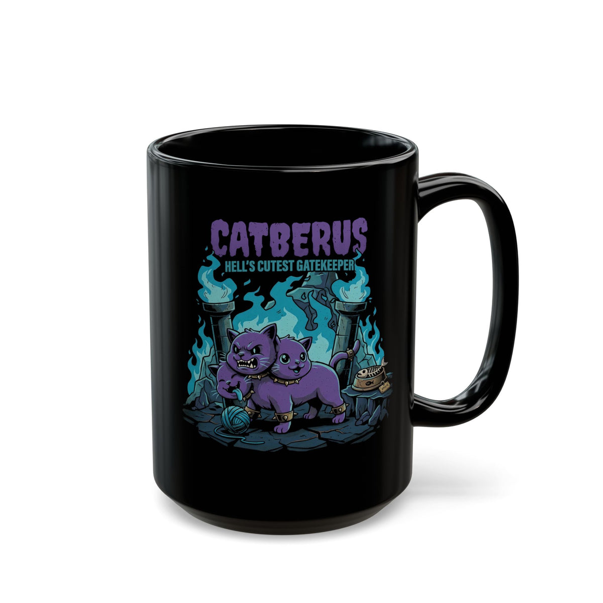Catberus Spooky Cat Black Mug