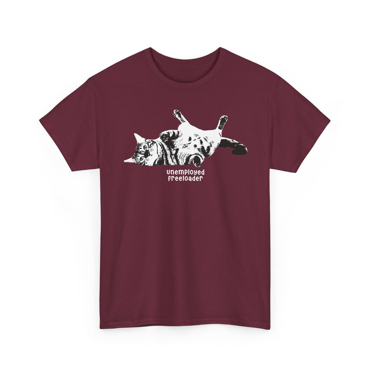Unemployed Freeloader Cat T-Shirt — Funny Lazy Cat Graphic Tee