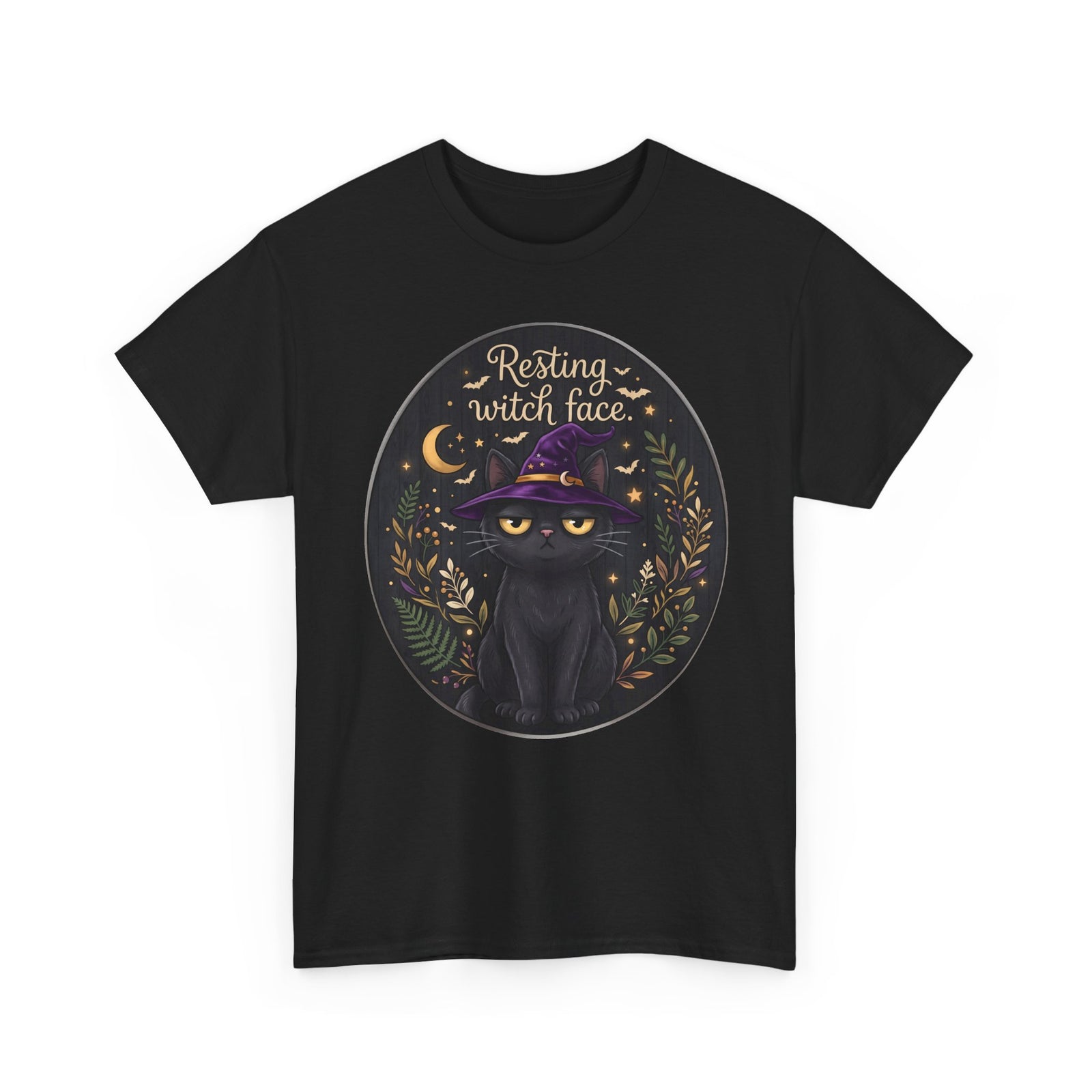 Resting Witch Face Black Cat Shirt — Sarcastic Halloween Witch Hat T-Shirt