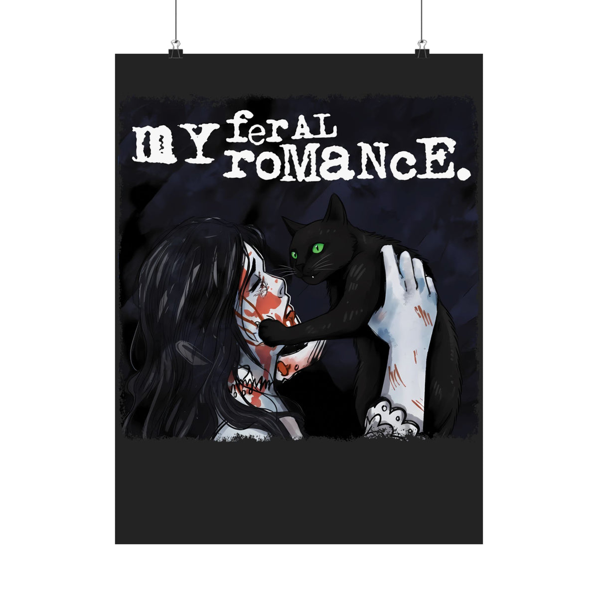 Cat Romance Poster Cute Cat &amp; Human Love Illustration