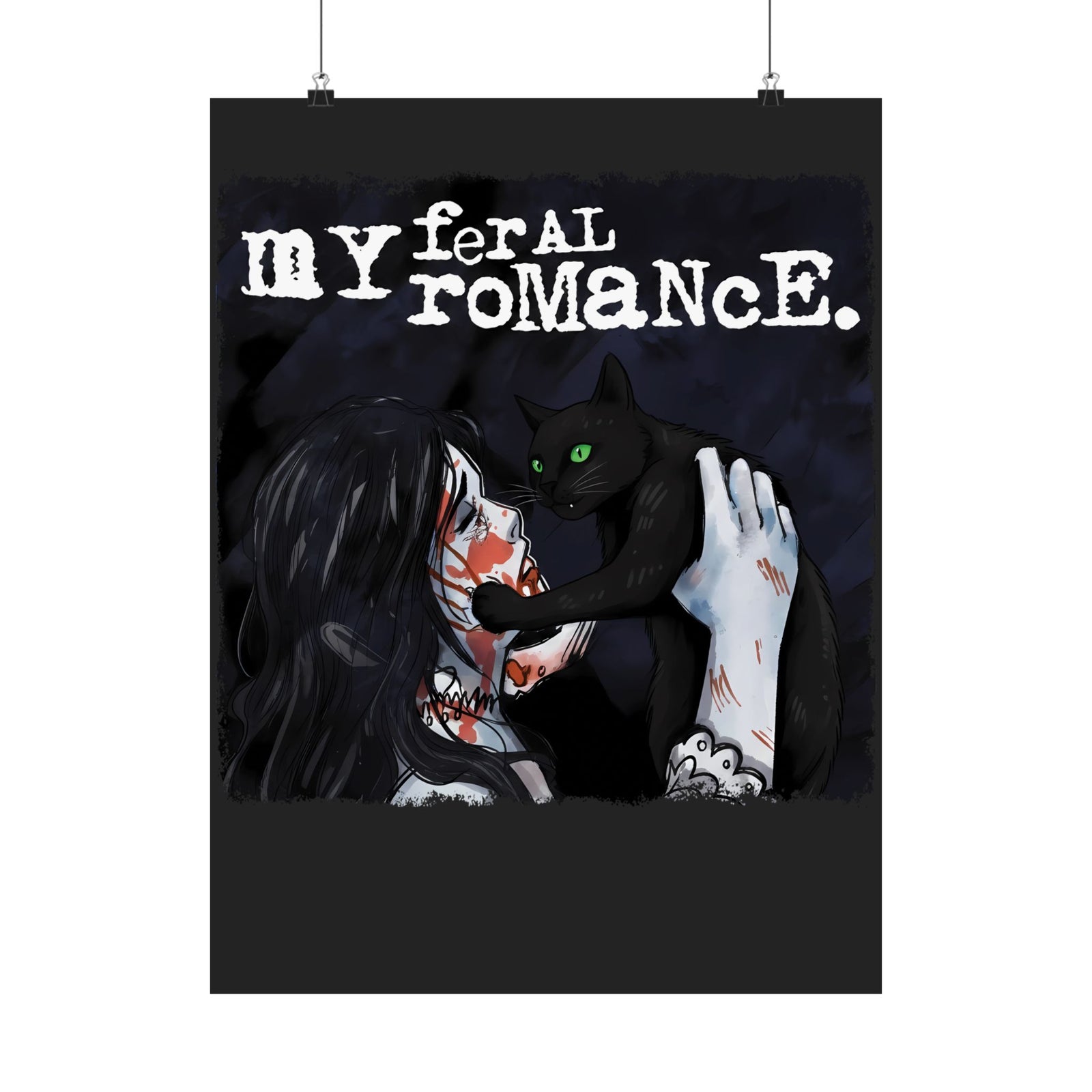 Cat Romance Poster Cute Cat & Human Love Illustration