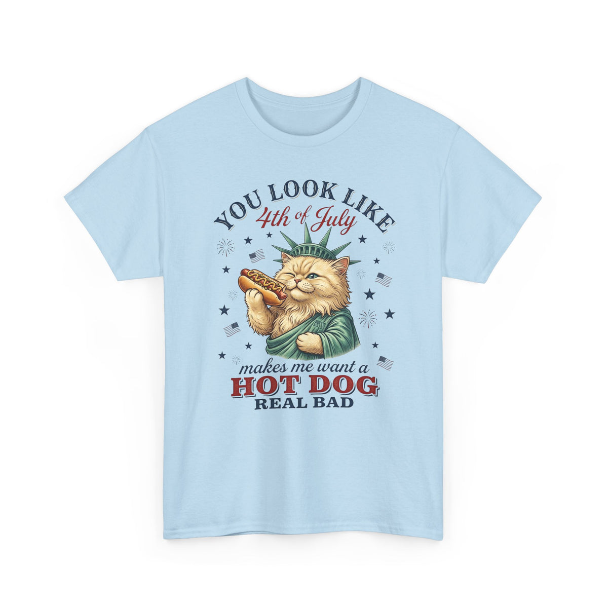 4th of July Cat & Hot Dog T-Shirt — Patriotic Fourth of July Tee