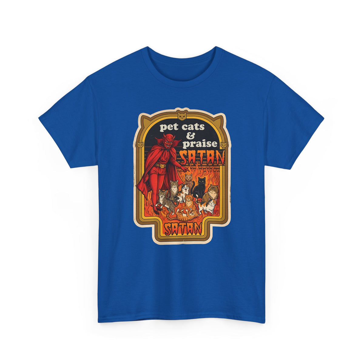 Pet Cats and Praise Satan T-Shirt — Gothic Cat Lover Tee