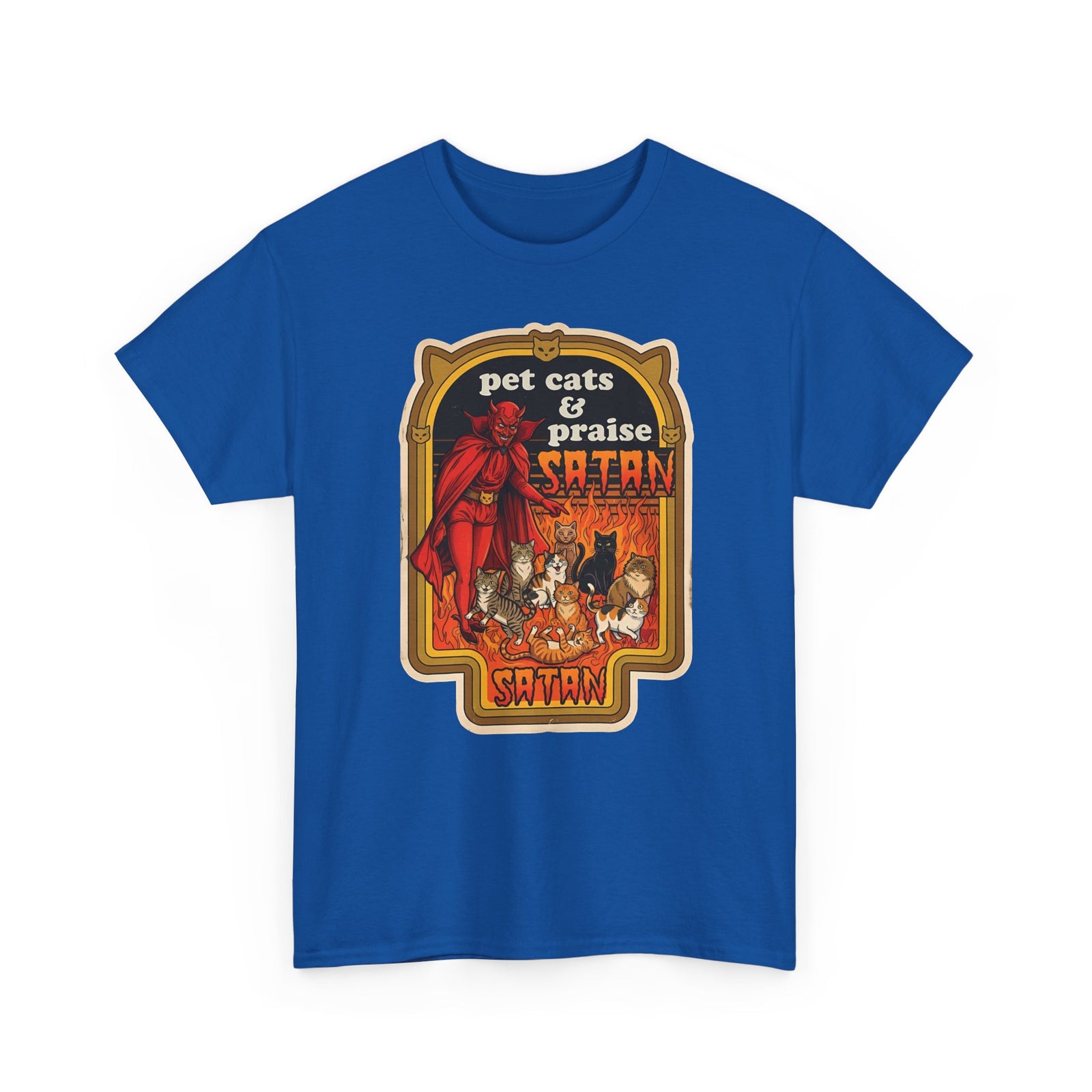 Pet Cats and Praise Satan T-Shirt — Gothic Cat Lover Tee