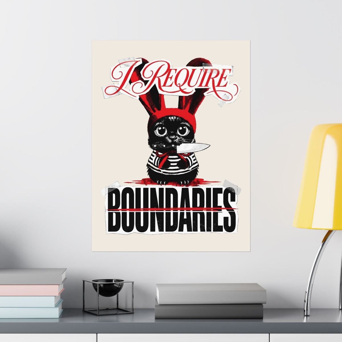I Require Boundaries Poster — Funny Creepy Cute Cat Knife Poster