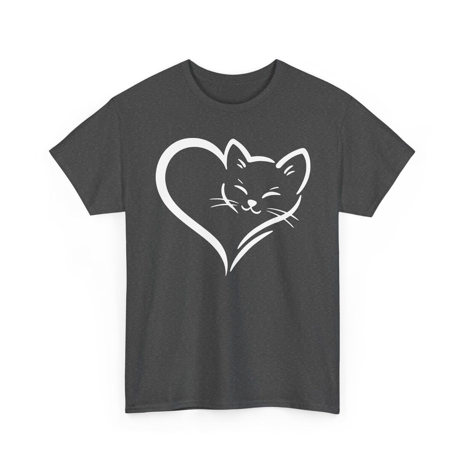 Cute Cat Heart T-Shirt - Cat Lover Gift - Adorable Cat Silhouette Tee