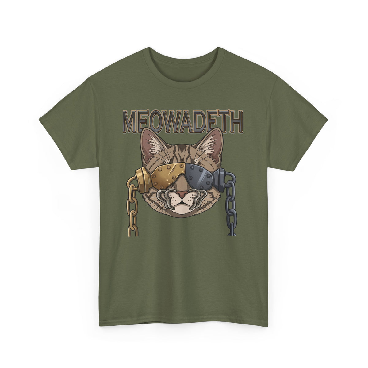 Meowadeth Cat Band Tee – Vintage Metal Cat Graphic T-Shirt