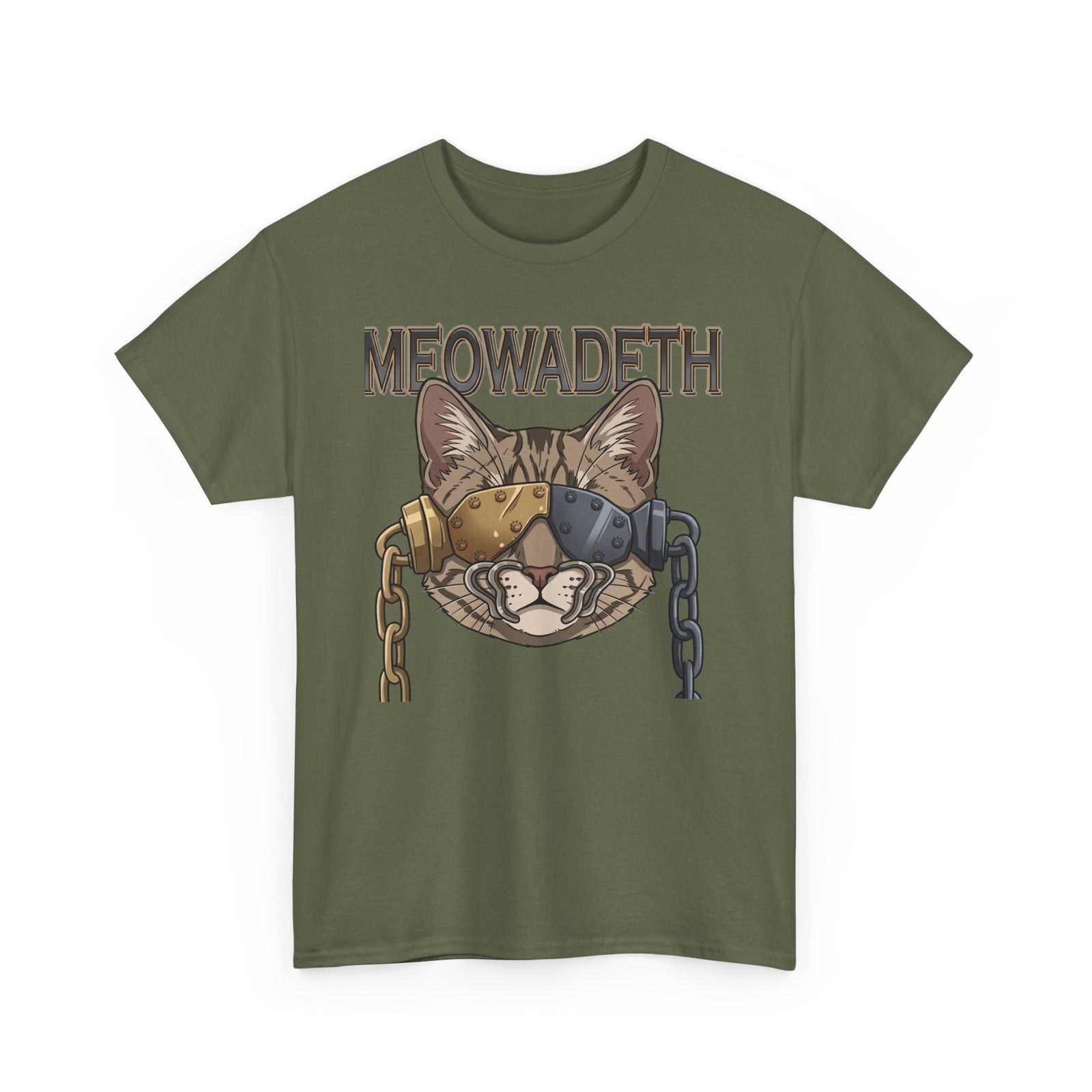 Meowadeth Cat Band Tee – Vintage Metal Cat Graphic T-Shirt