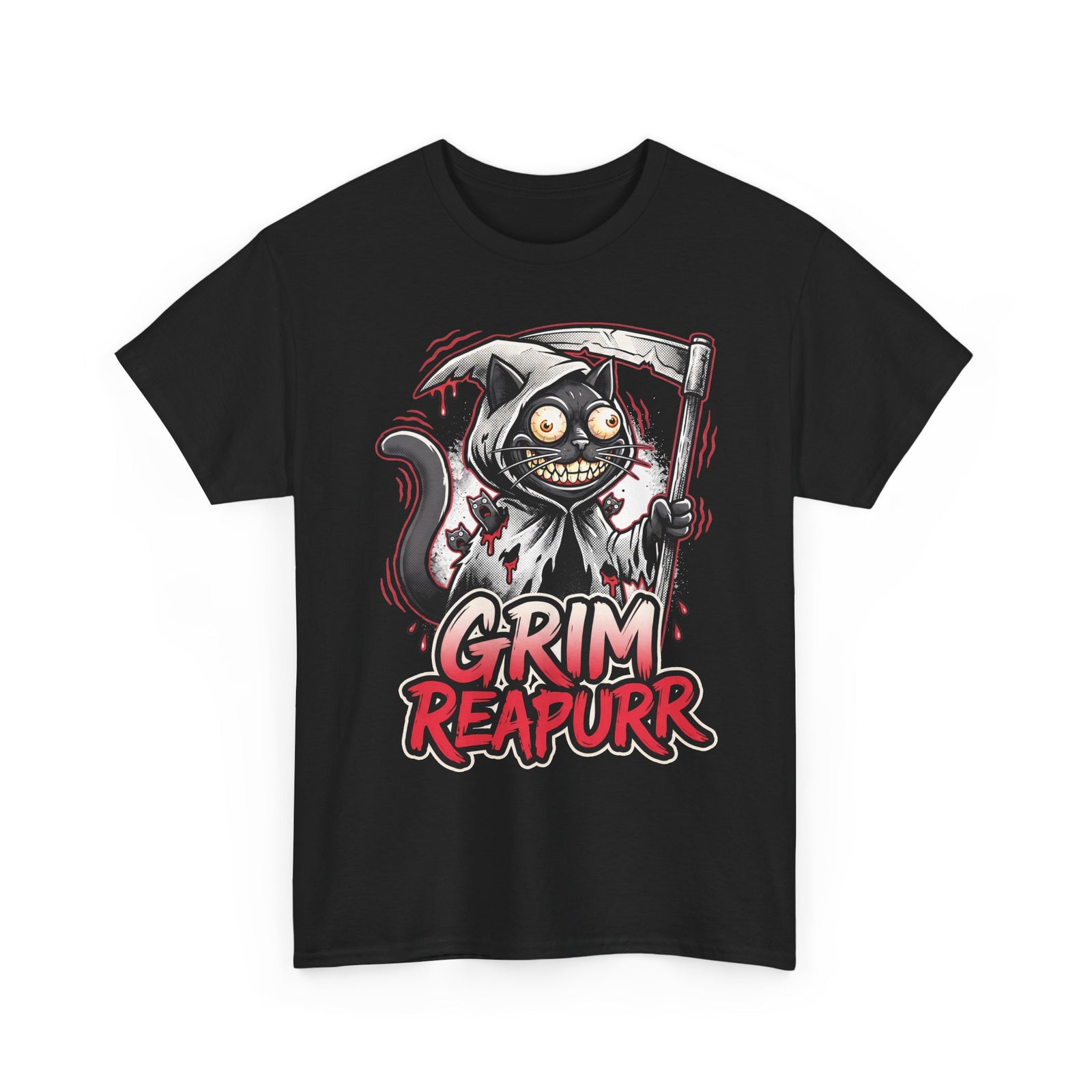 Grim Reapurr Black Cat Scythe Shirt — Funny Gothic Reaper T-Shirt