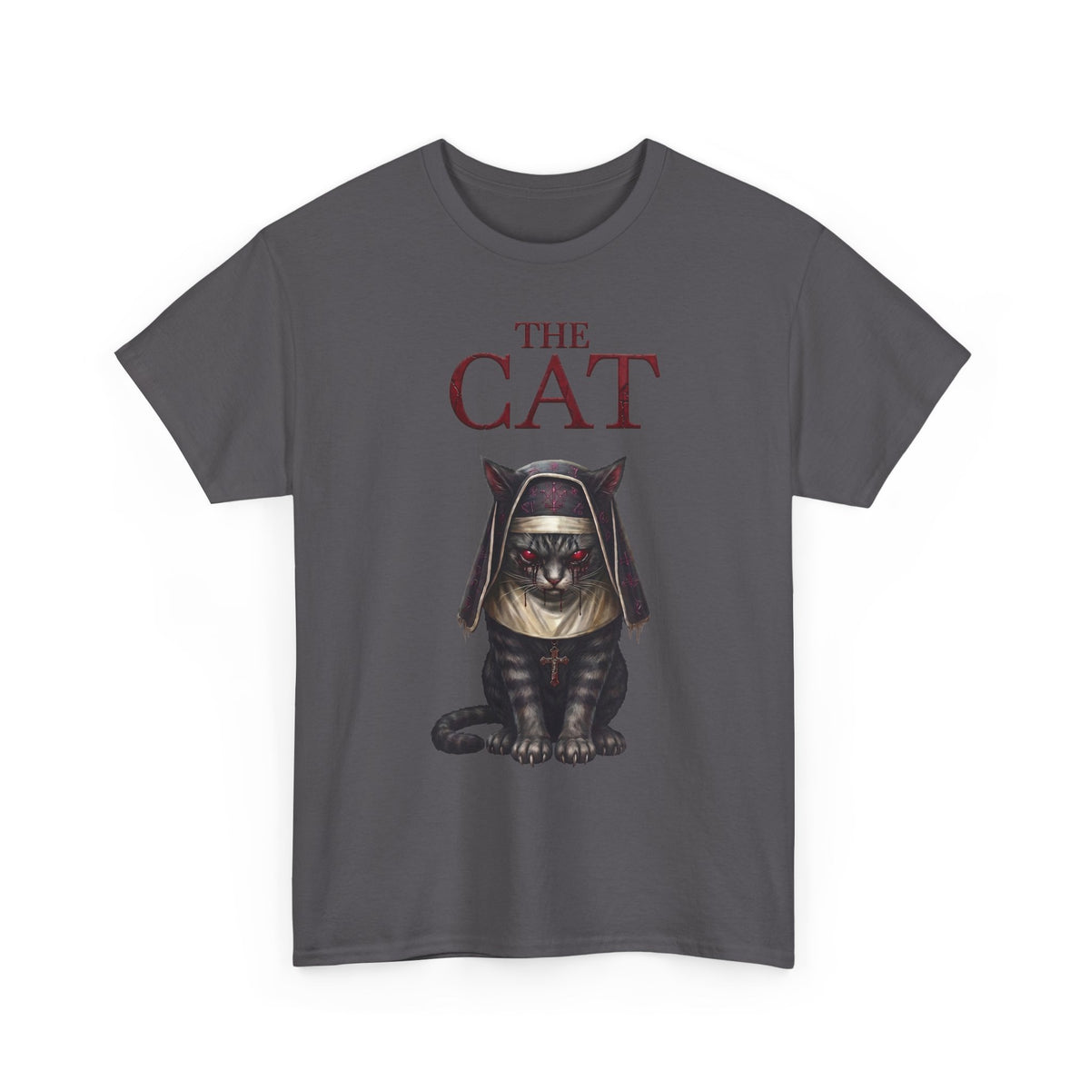 The Cat Horror Movie Parody T-Shirt — Demonic Nun Tabby Cat Tee