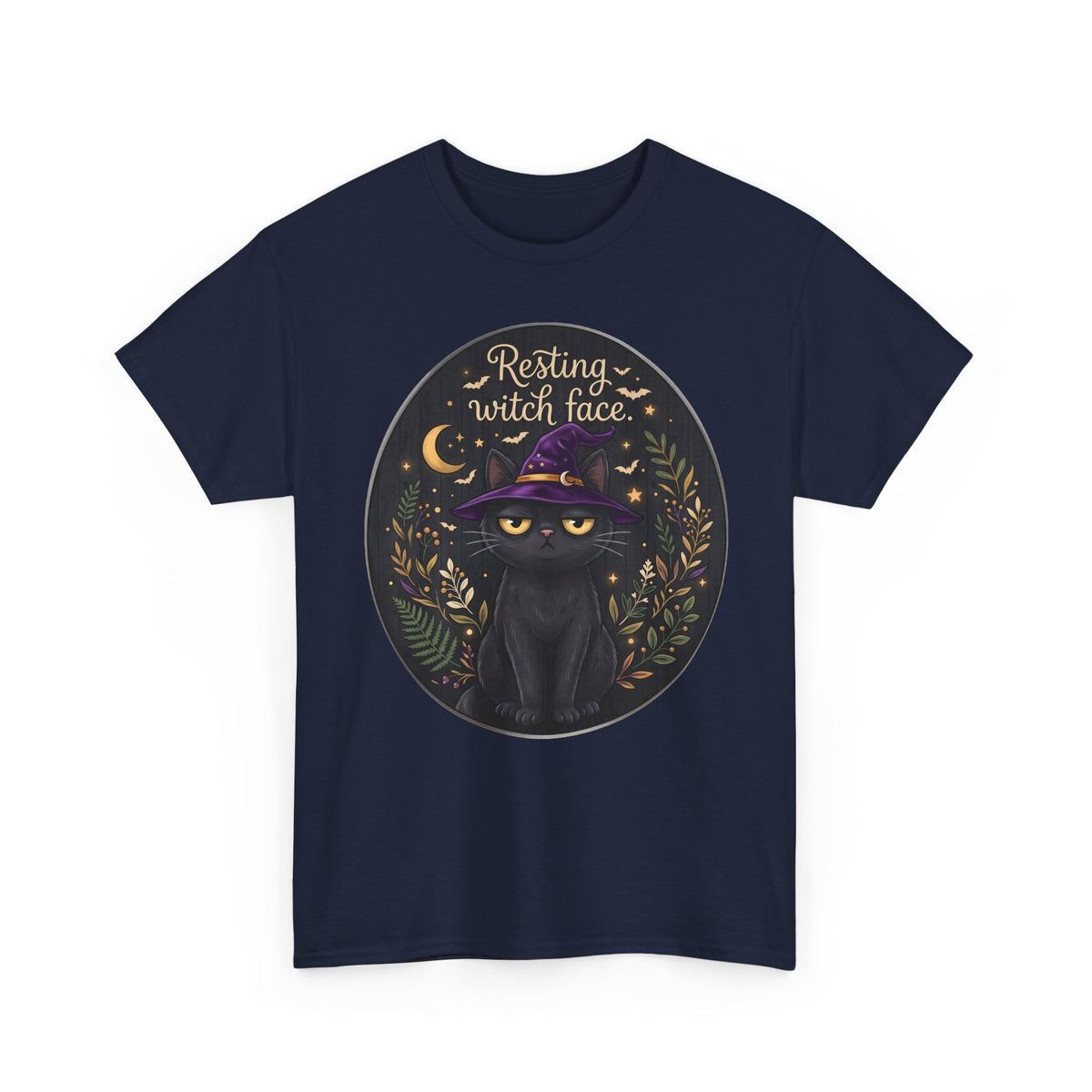 Resting Witch Face Black Cat Shirt — Sarcastic Halloween Witch Hat T-Shirt