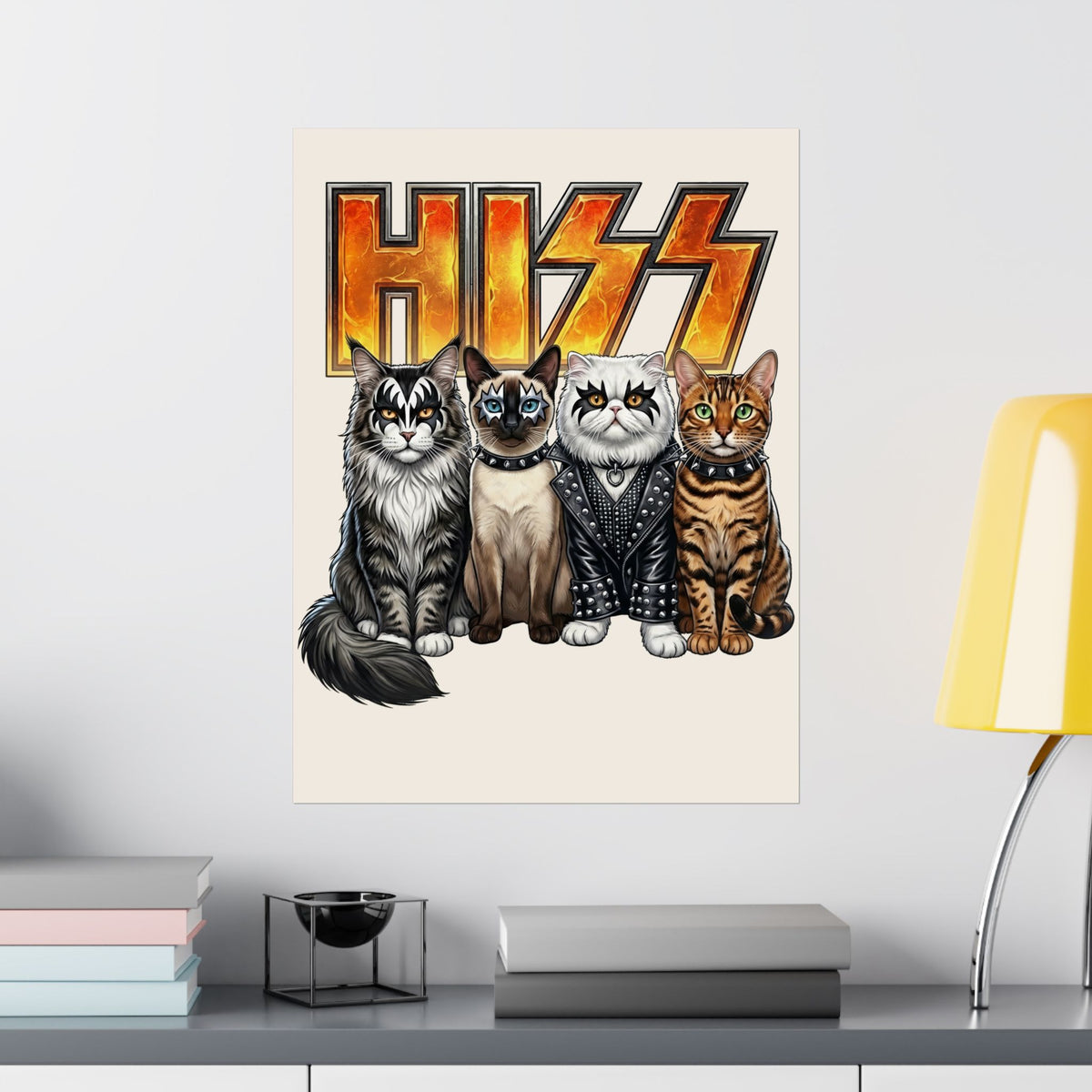 Heavy Metal Cat Hiss Poster — Retro Rock Cat Graphic Poster