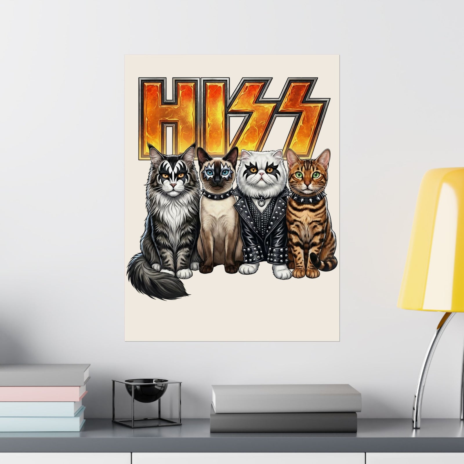 Heavy Metal Cat Hiss Poster — Retro Rock Cat Graphic Poster