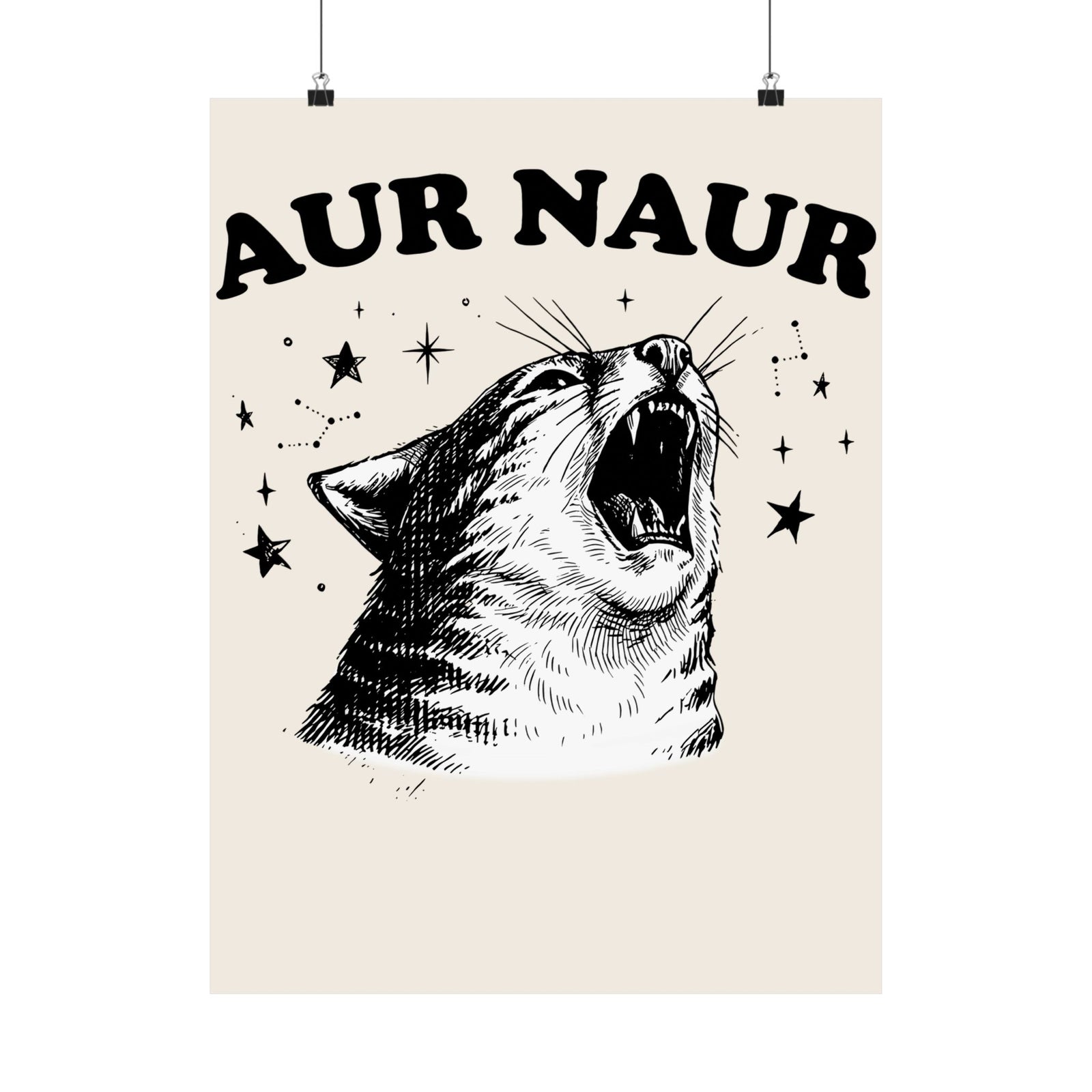 Aur Naur Funny Cat Poster — Cute Funny Cat Poster