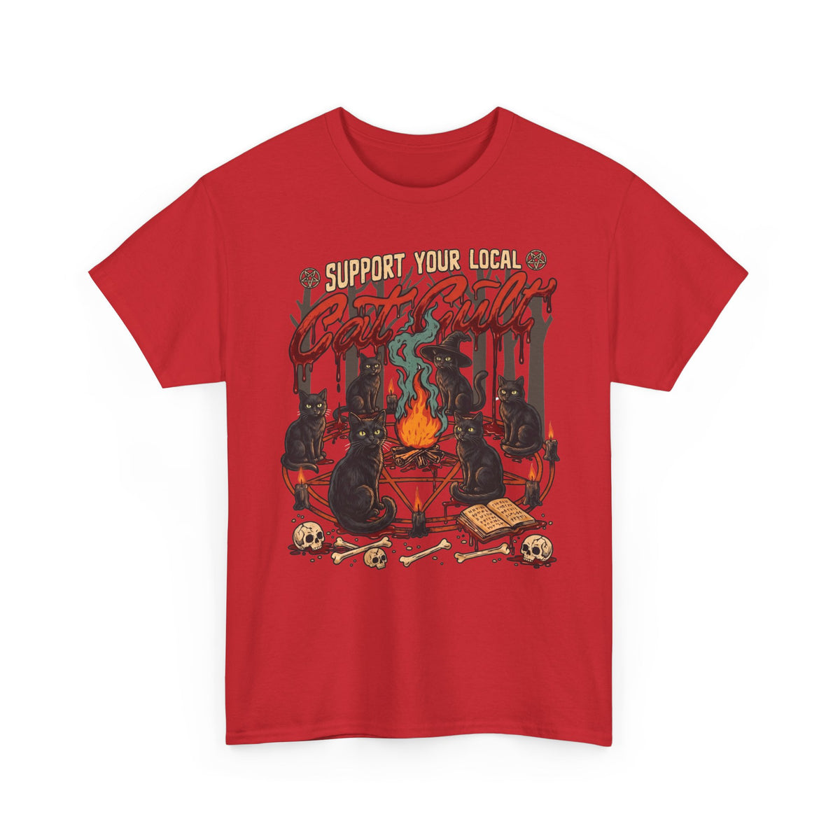 Support Your Local Cat Cult T-Shirt — Witchy Occult Black Cats Tee