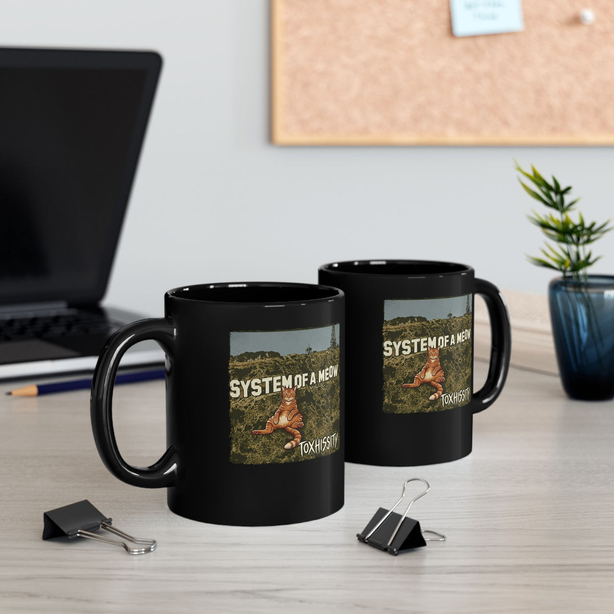 System of a Meow Cat Band Mug — "Toxhissity" Vintage Rock Black Mug
