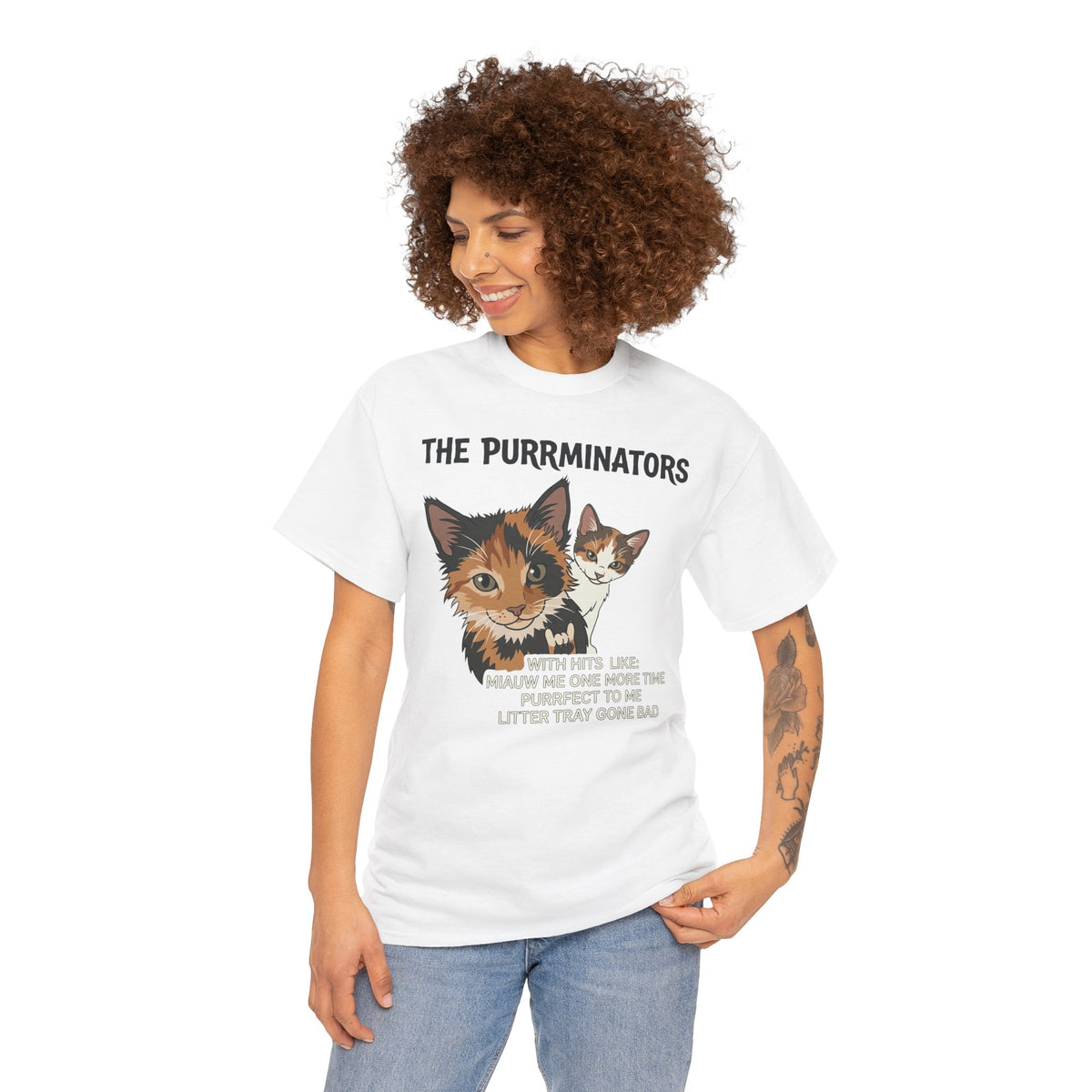 Cat Band Tee — "The Purrminators" Graphic T-Shirt