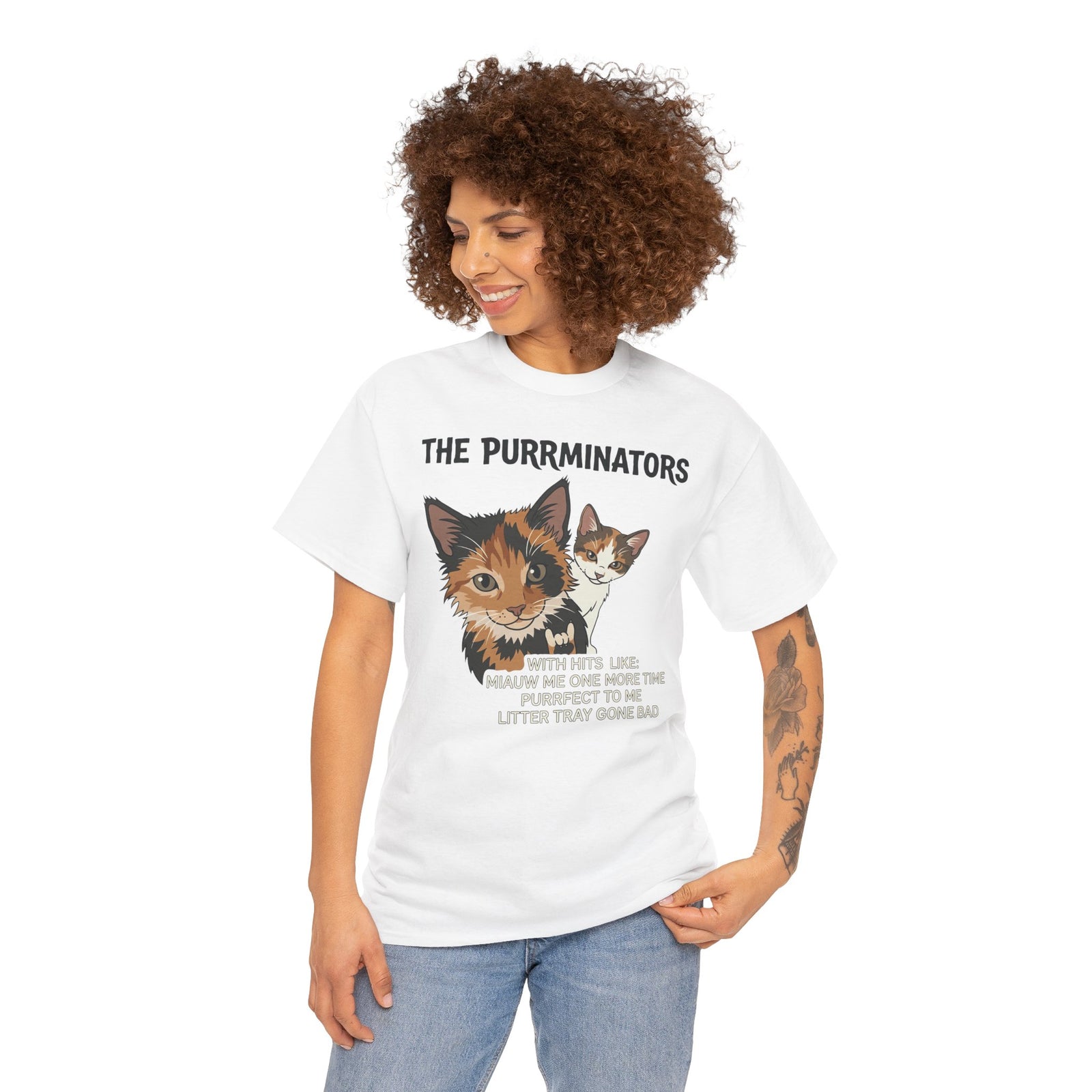Cat Band Tee — "The Purrminators" Graphic T-Shirt