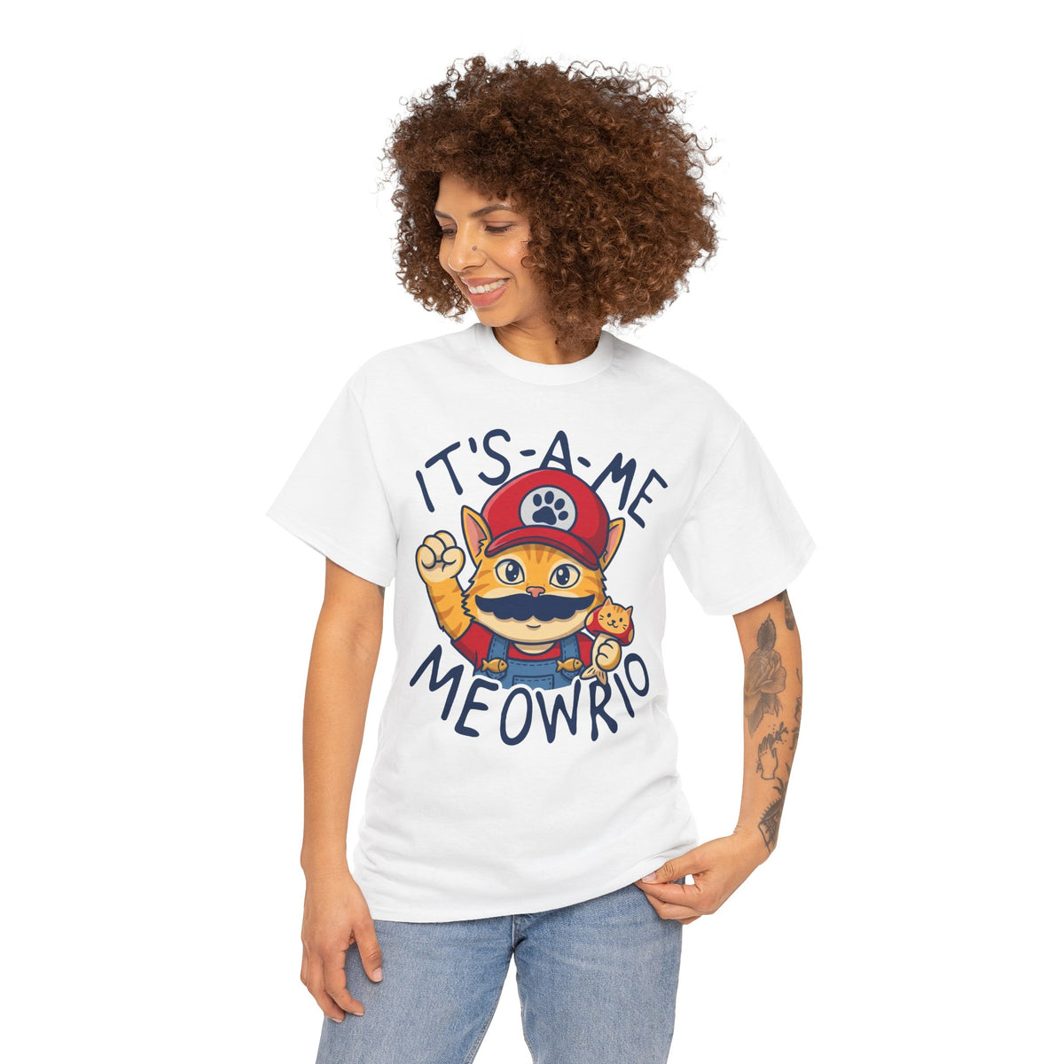 It's-a Me Meowrio T‑Shirt — Cute Gamer Cat Graphic Tee