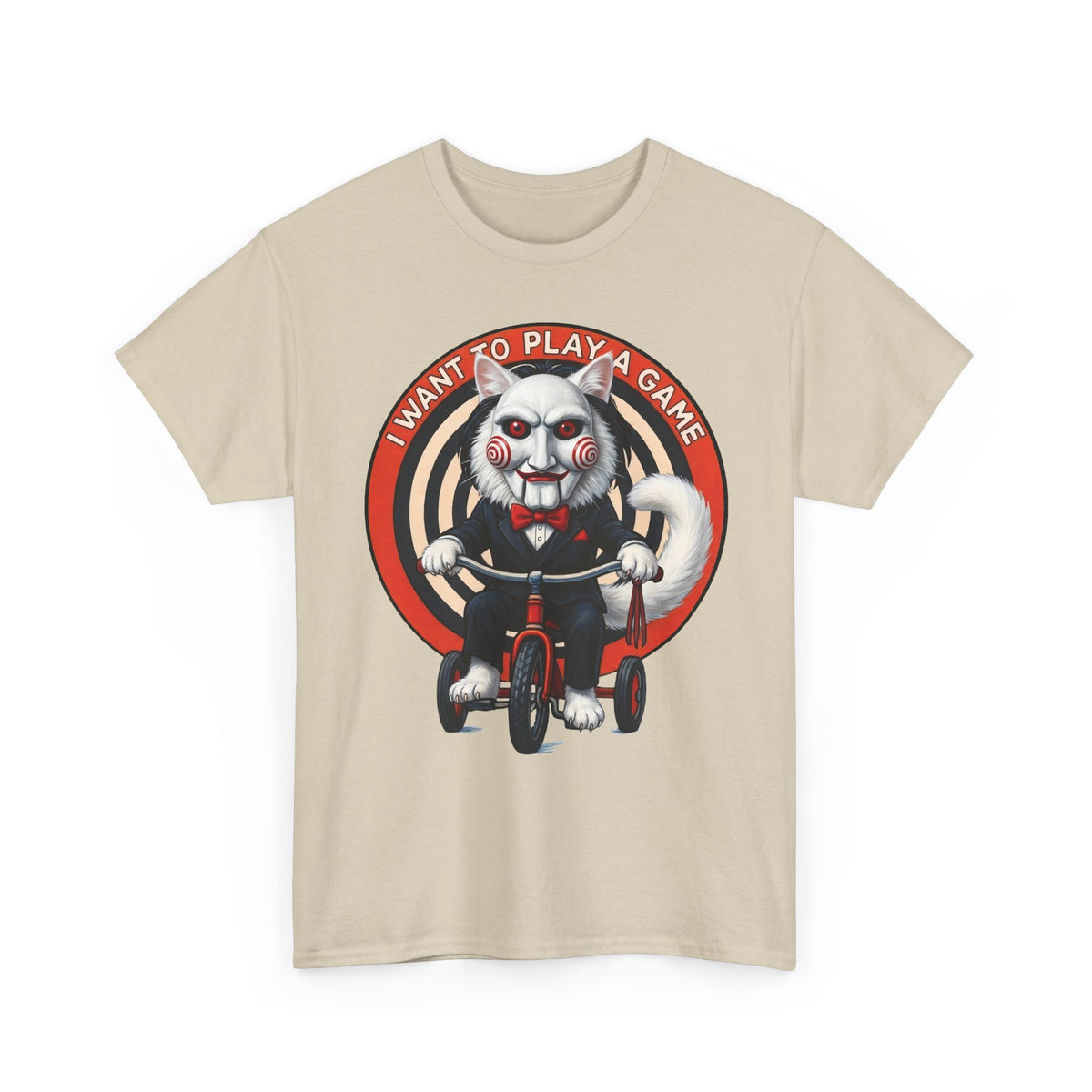 I Want To Play A Game SAW Cat T-Shirt — Funny Jigsaw Puppet Feline Tee