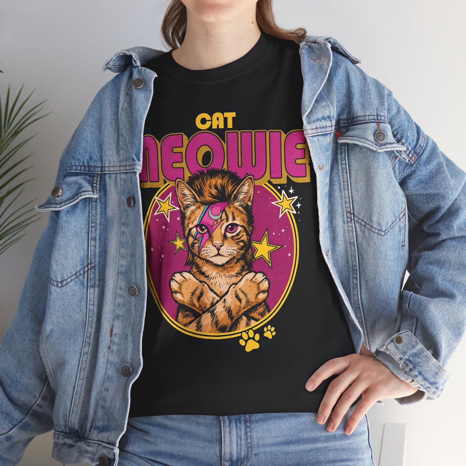 Funny Cat Meowie Lightning Bolt Shirt — 80s Retro Rocker Cat T-Shirt