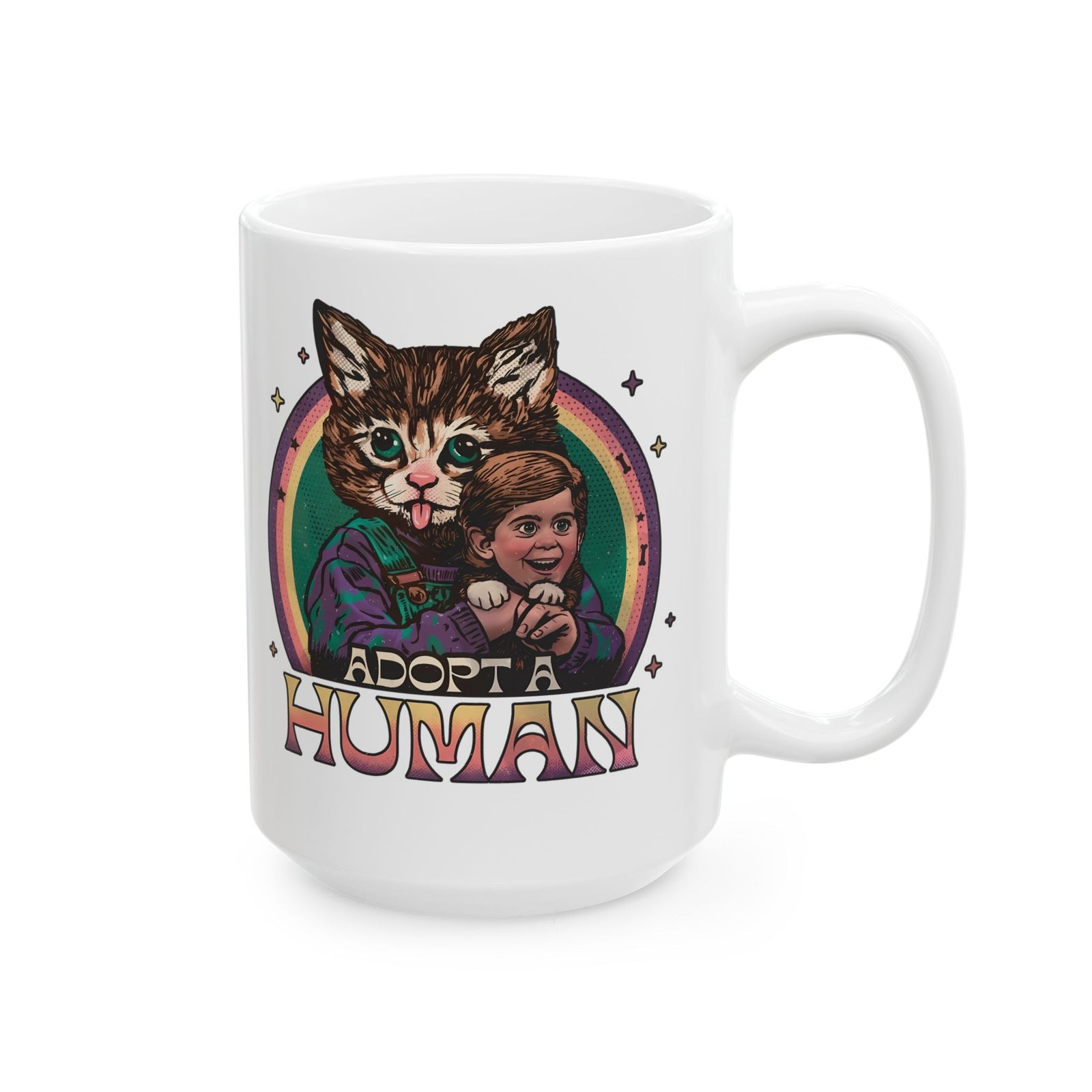 Adopt a Human Funny Cat Ceramic Mug