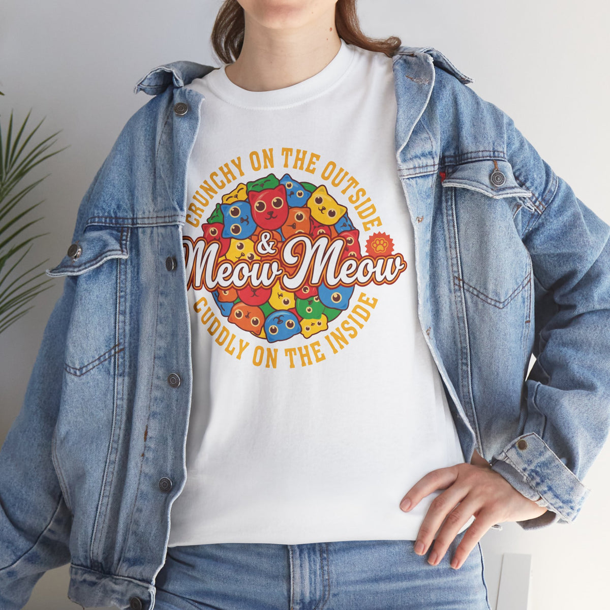 Meow Meow Cat Cereal Tee — "Crunchy on the Outside, Cuddly on the Inside"