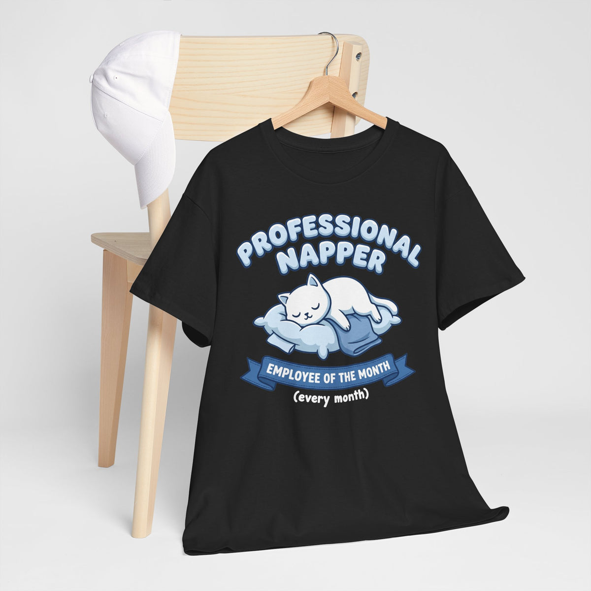Professional Napper T‑Shirt — "Employee of the Month (Every Month)" Cat Tee