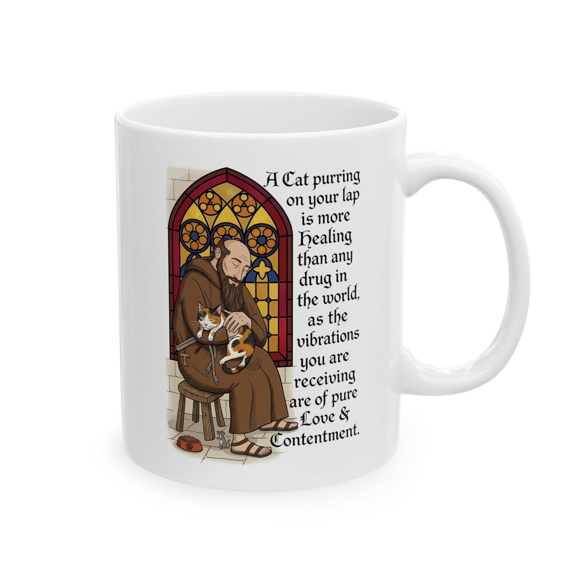 Saint Anthony the Abbot Ceramic Mug — Patron Saint of Animals with Cats Graphic