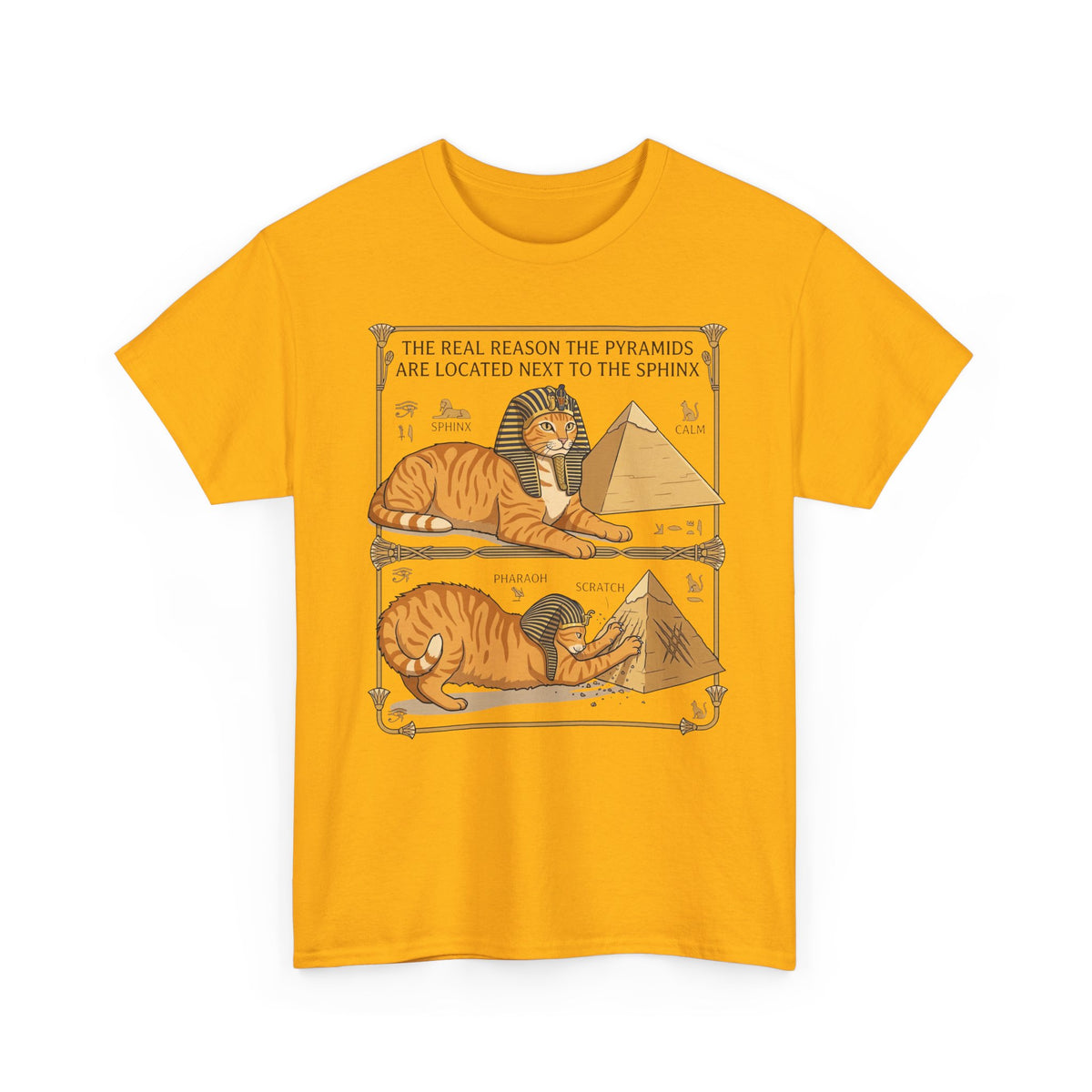 Funny Cat Pyramids Sphinx T-Shirt Ancient Egypt Scratching Design