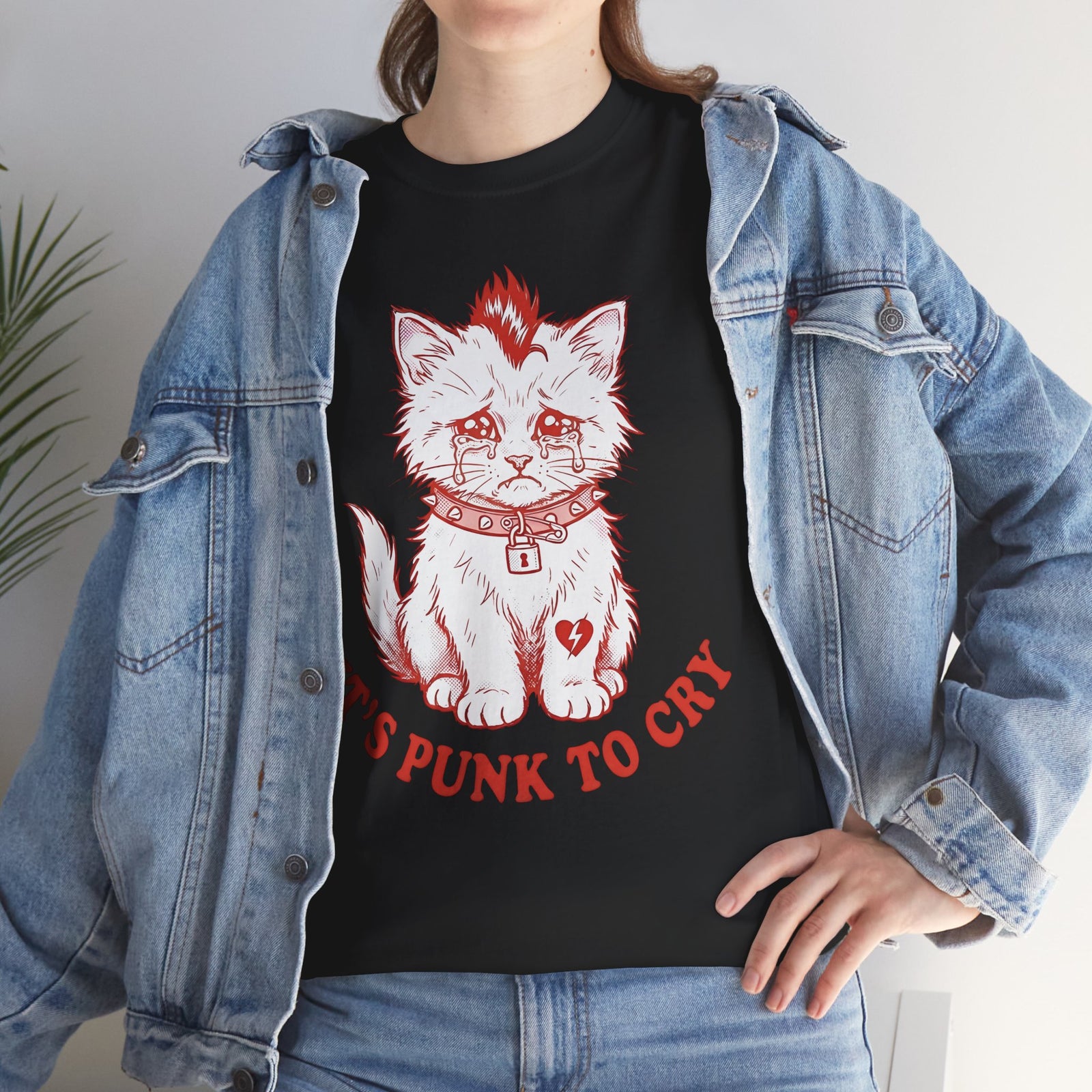 It's Punk To Cry Cat Tee — Cute Punk Cat Graphic T-Shirt
