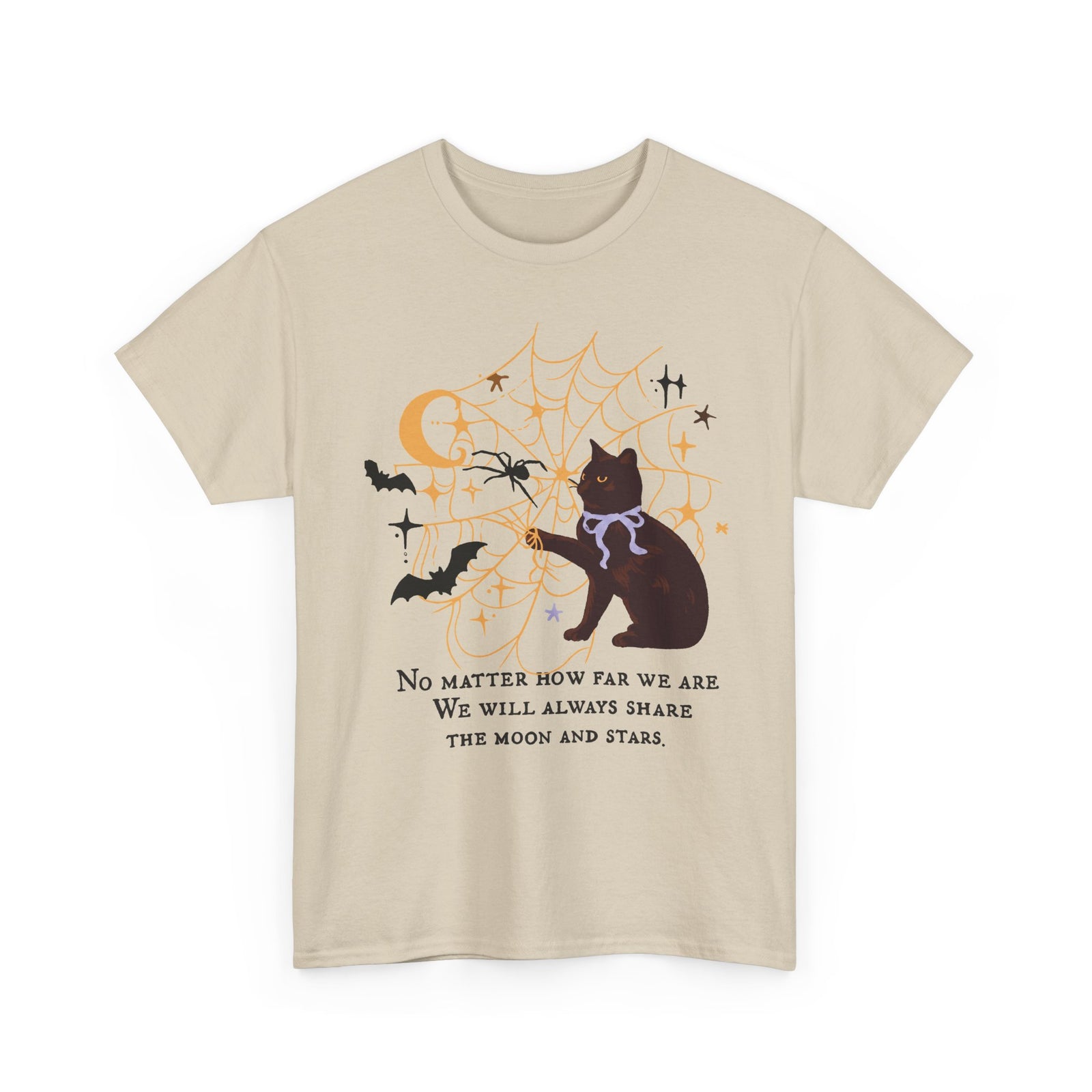 We Will Always Share The Moon And Stars Black Cat T-Shirt — Celestial Halloween Tee