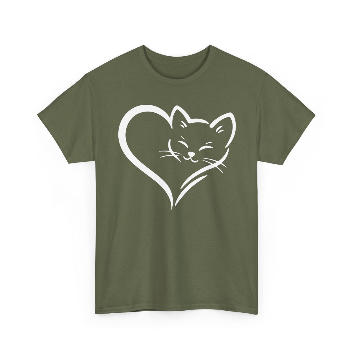 Cute Cat Heart T-Shirt - Cat Lover Gift - Adorable Cat Silhouette Tee