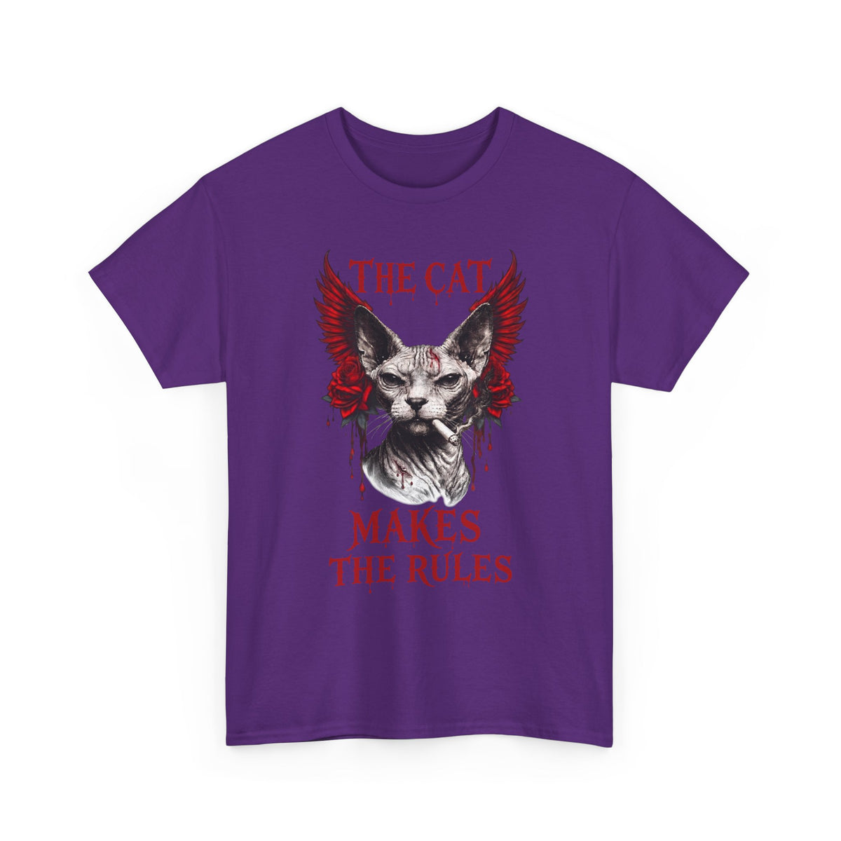 The Cat Makes The Rules T-Shirt — Funny Gothic Smoking Sphynx Tee