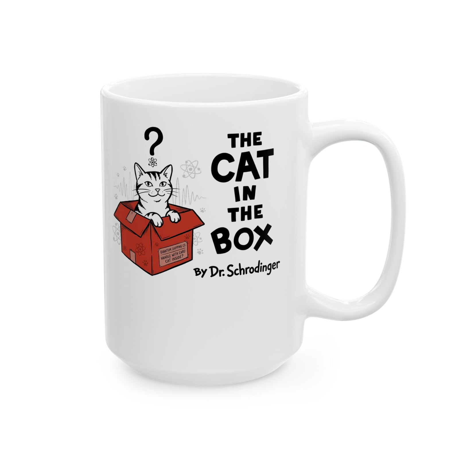 The Cat in the Box Ceramic Mug — Cute Cat in a Box Graphic Mug